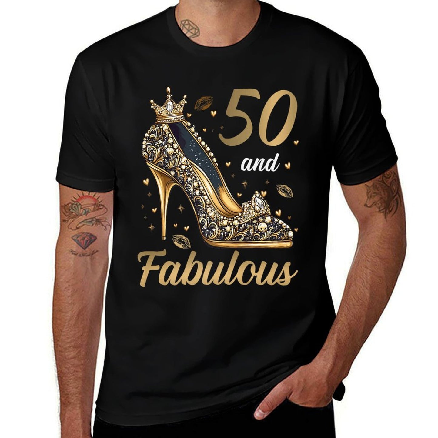 50 And Fabulous 50 Years Old High Heels 50th Birthday Premium Fade-proof Color T-Shirt
