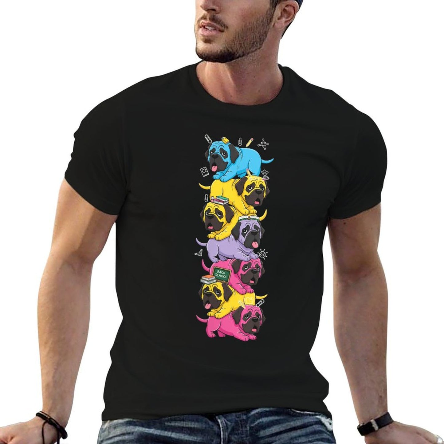 Womens Mastiff Dog Colorful Rainbow Back to School Kids Boys Girls Odor-resistant T-Shirt