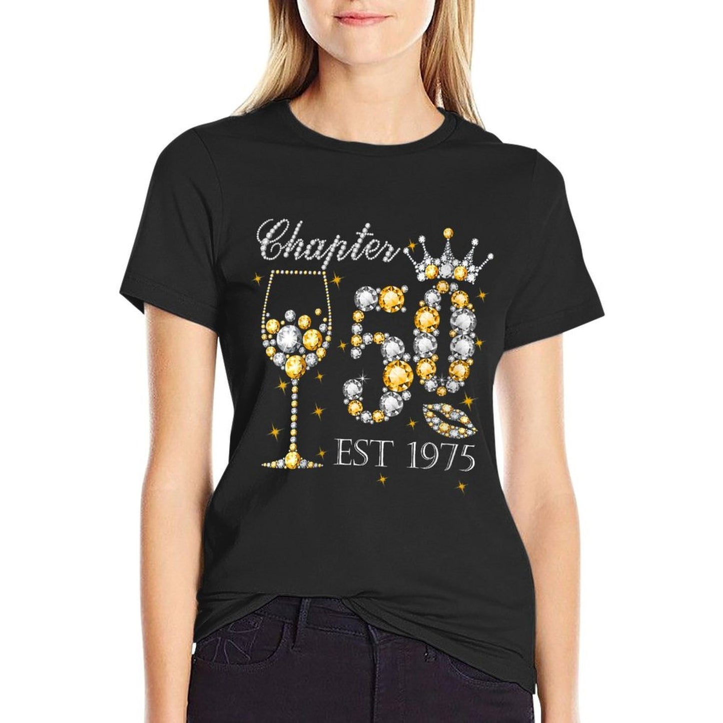 Womens Chapter 50 Est 1975 50th Birthday Decorations For Her Cotton T-Shirt