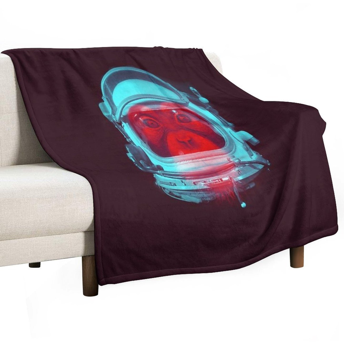 Space Monkey Plush Throw Blanket