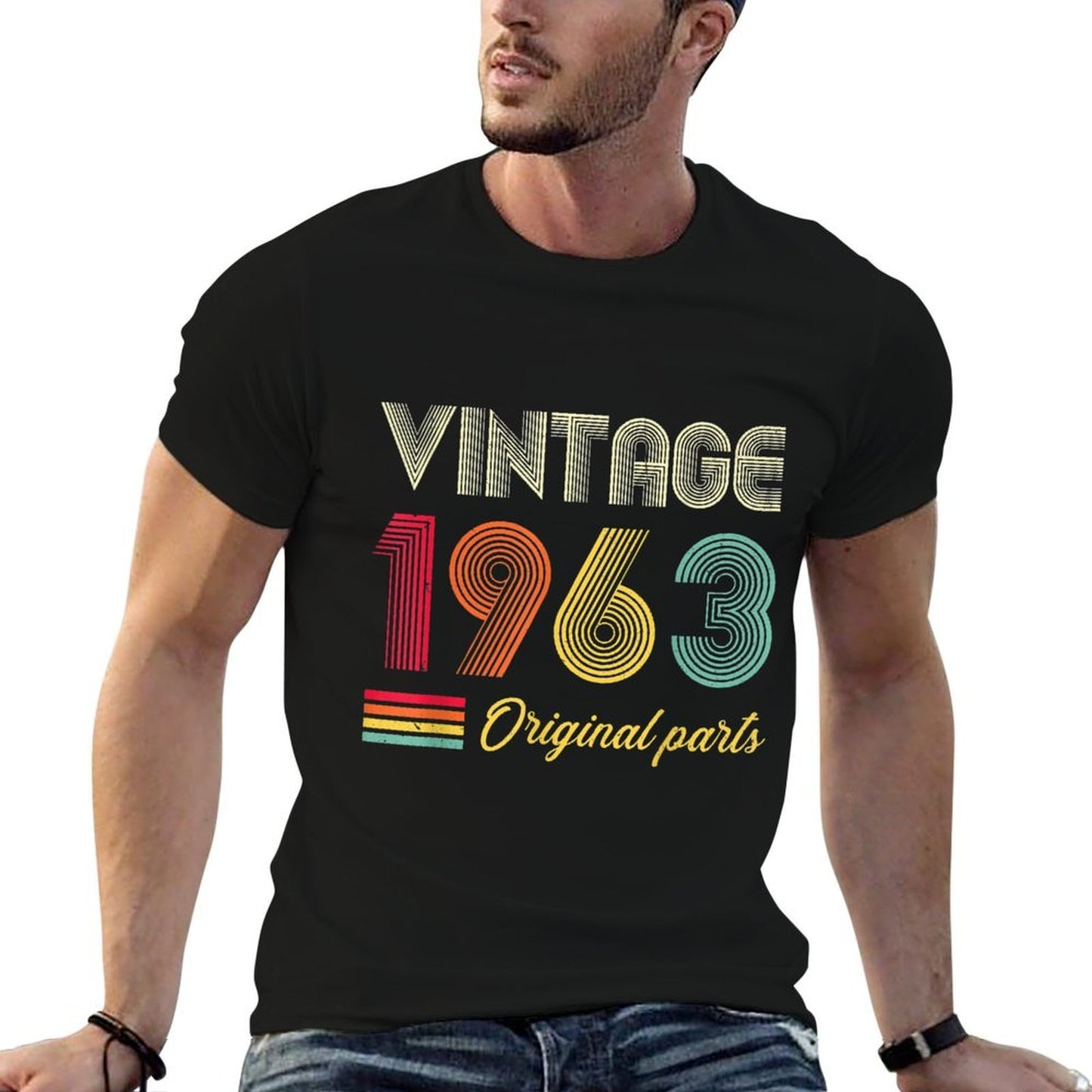 Vintage 1963 Original Parts 60 Years Old 60th Birthday Trendy Pattern T-Shirt