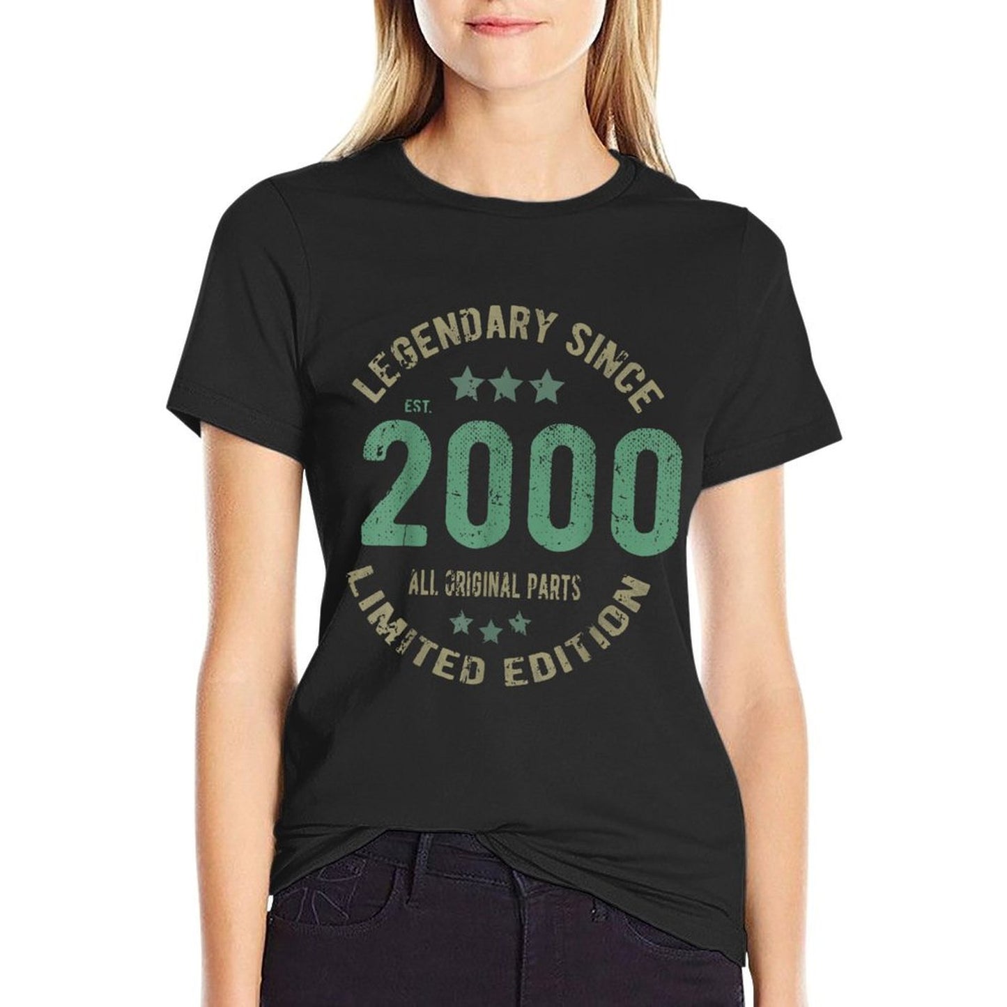 25 Year Old Bday Legend Since 2000 - Vintage 25th Birthday Rolled Sleeves T-Shirt