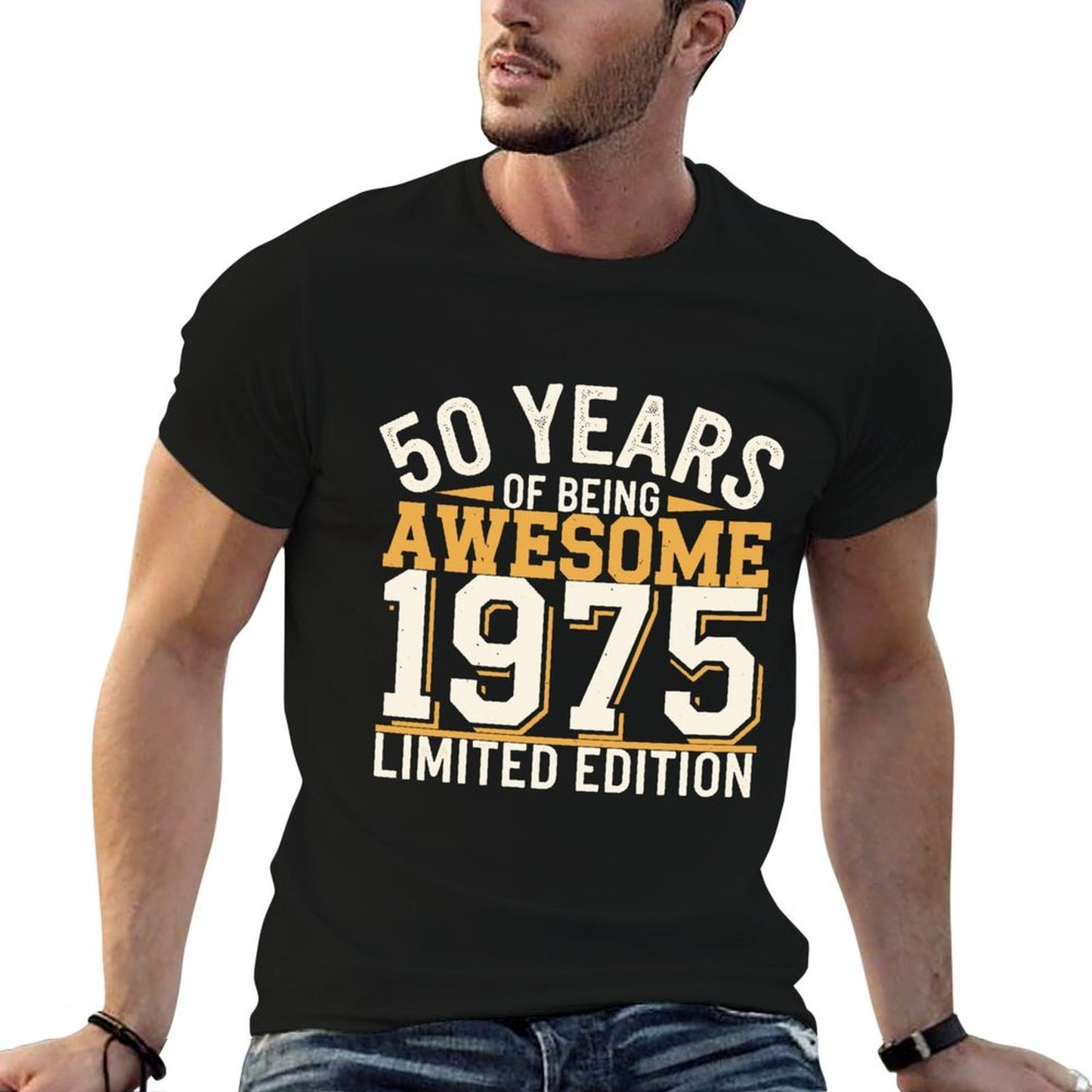 50 Year Birthday Decorations Men Gag 50yr 1975 50th Birthday Trendy Pattern T-Shirt