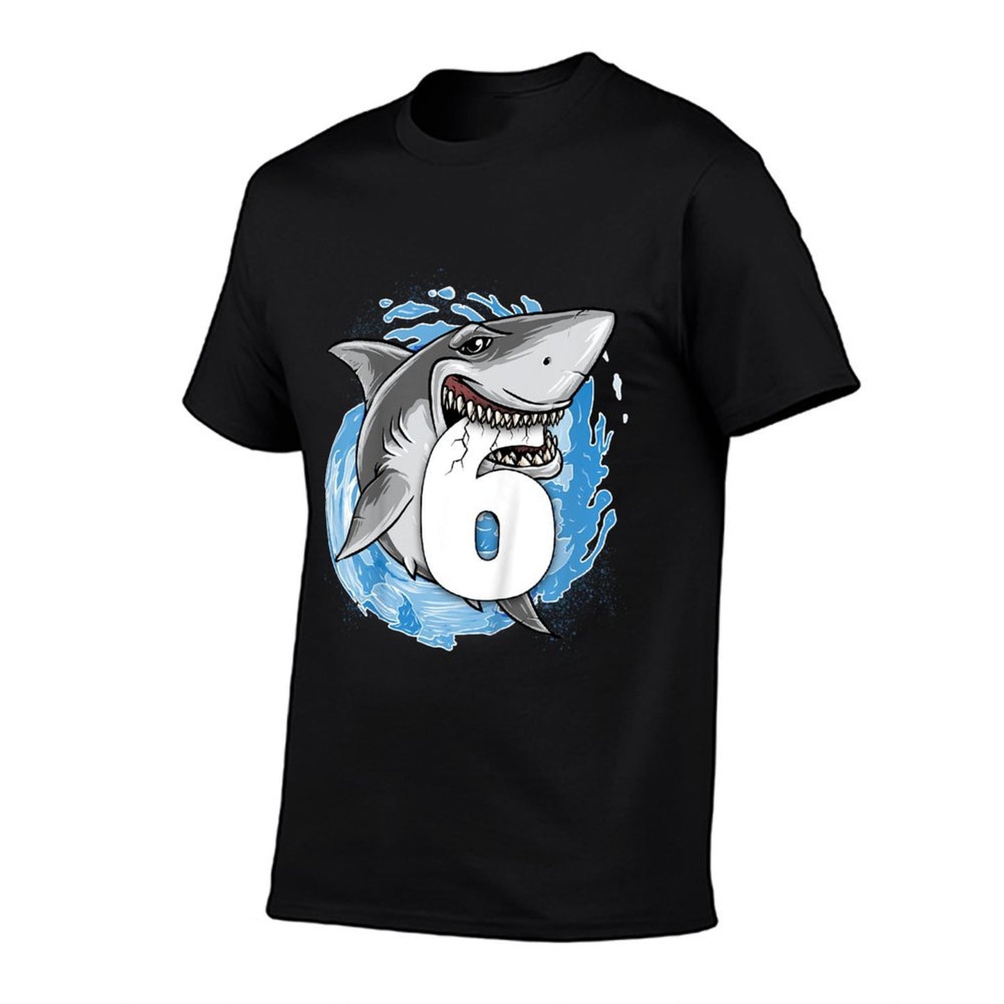 6th Birthday Boy Shark Kids 6 Year Old Shark Theme Party Oversized Silhouette T-Shirt