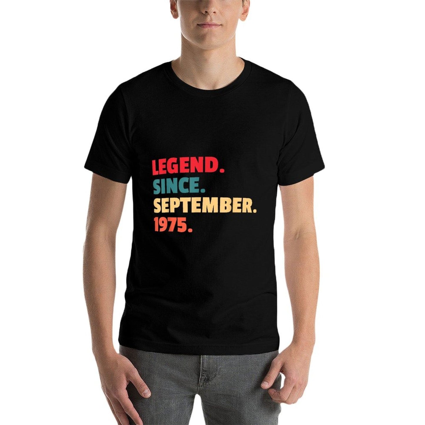 50th Birthday Legend Since September 1975 Retro Tagless Design T-Shirt