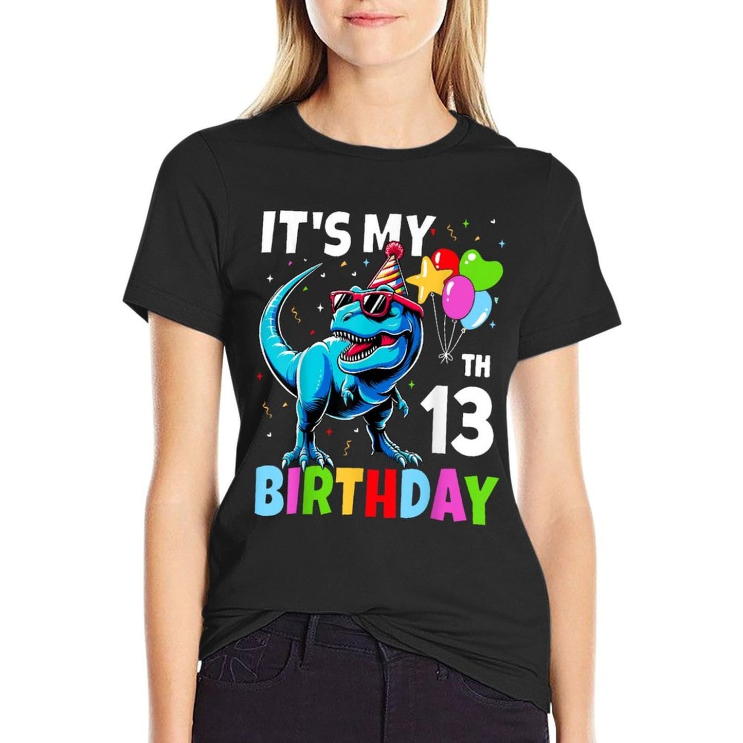 13th Birthdayn Boy 13yr 13 Year Old Dinosaur T-Rex Wrinkle-resistant T-Shirt