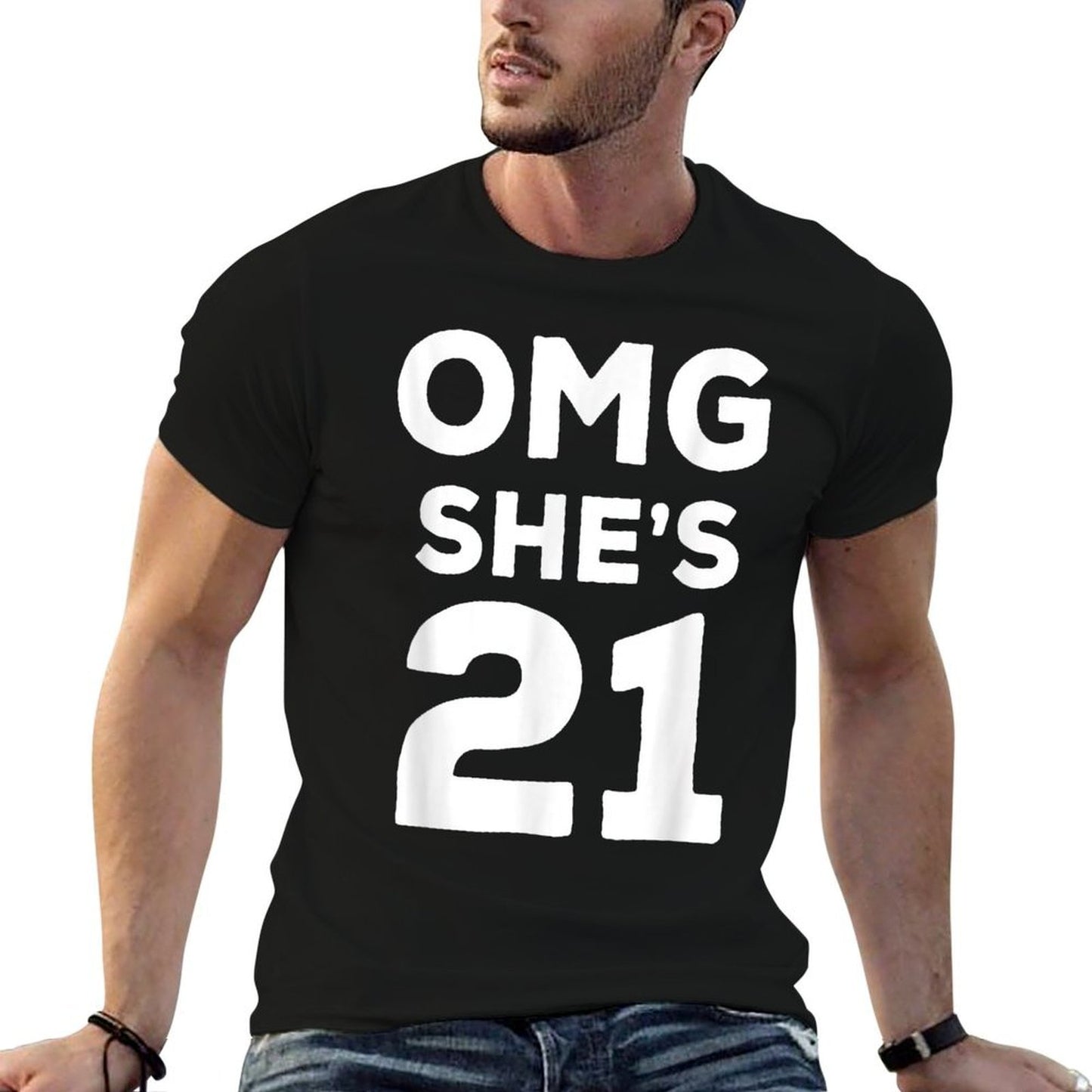21st Birthday for Brother, Sister, Group OMG She's 21 Trendy Pattern T-Shirt