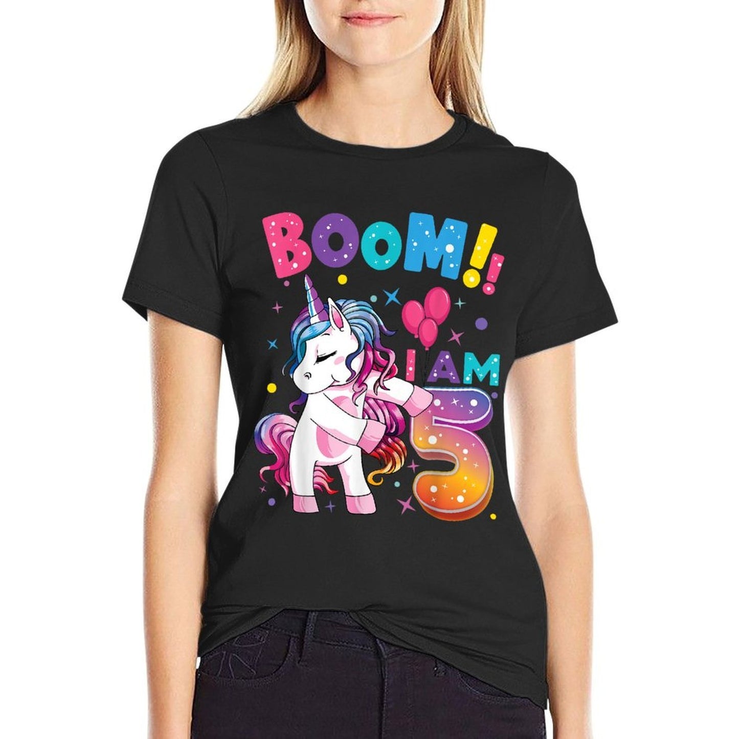 5 Years Old Unicorn Flossing 5th Birthday Girl Unicorn Party Slim-fit Cut T-Shirt