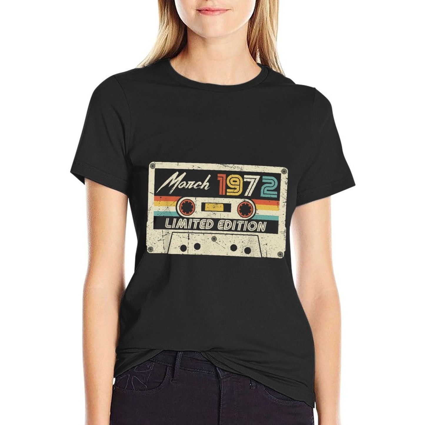 Vintage March 1972 50th Birthday Retro Cassette Tape Eco-friendly Material T-Shirt