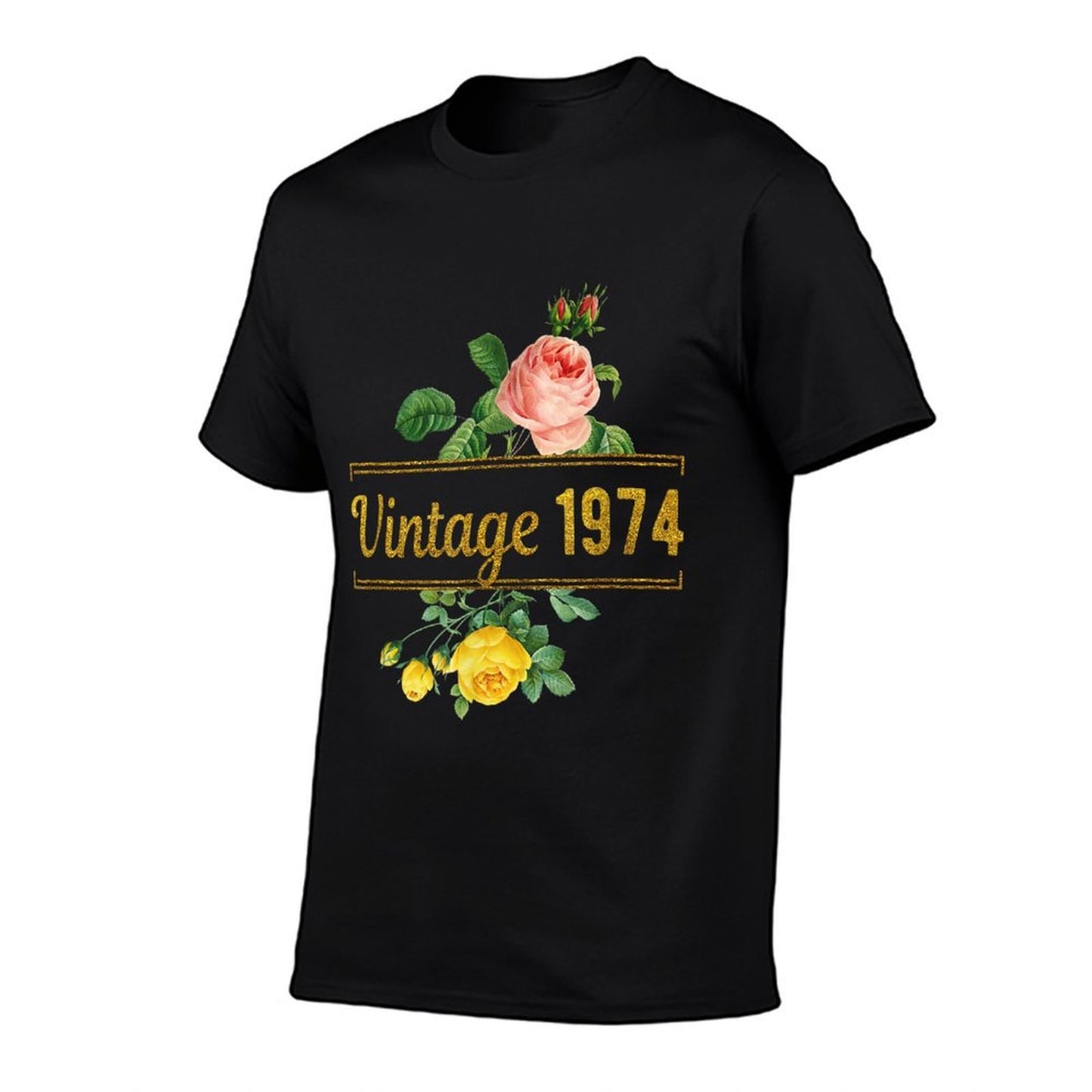 Vintage 1974 Classic Retro Rose Flower Floral 50th Birthday Relaxed-fit T-Shirt