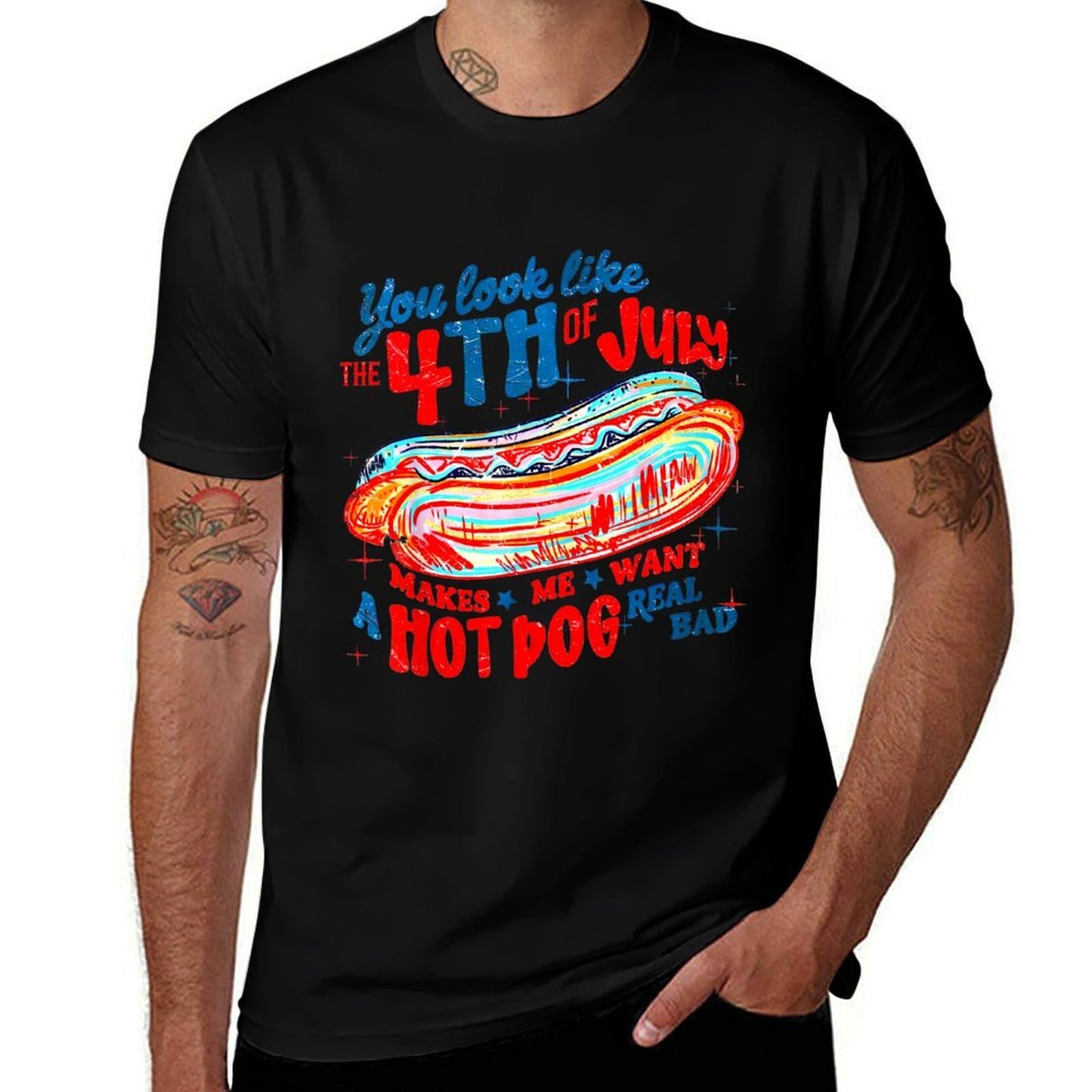 You Look Like 4th Of July Makes Me Want A Hot Dog Real Bad Lightweight T-Shirt
