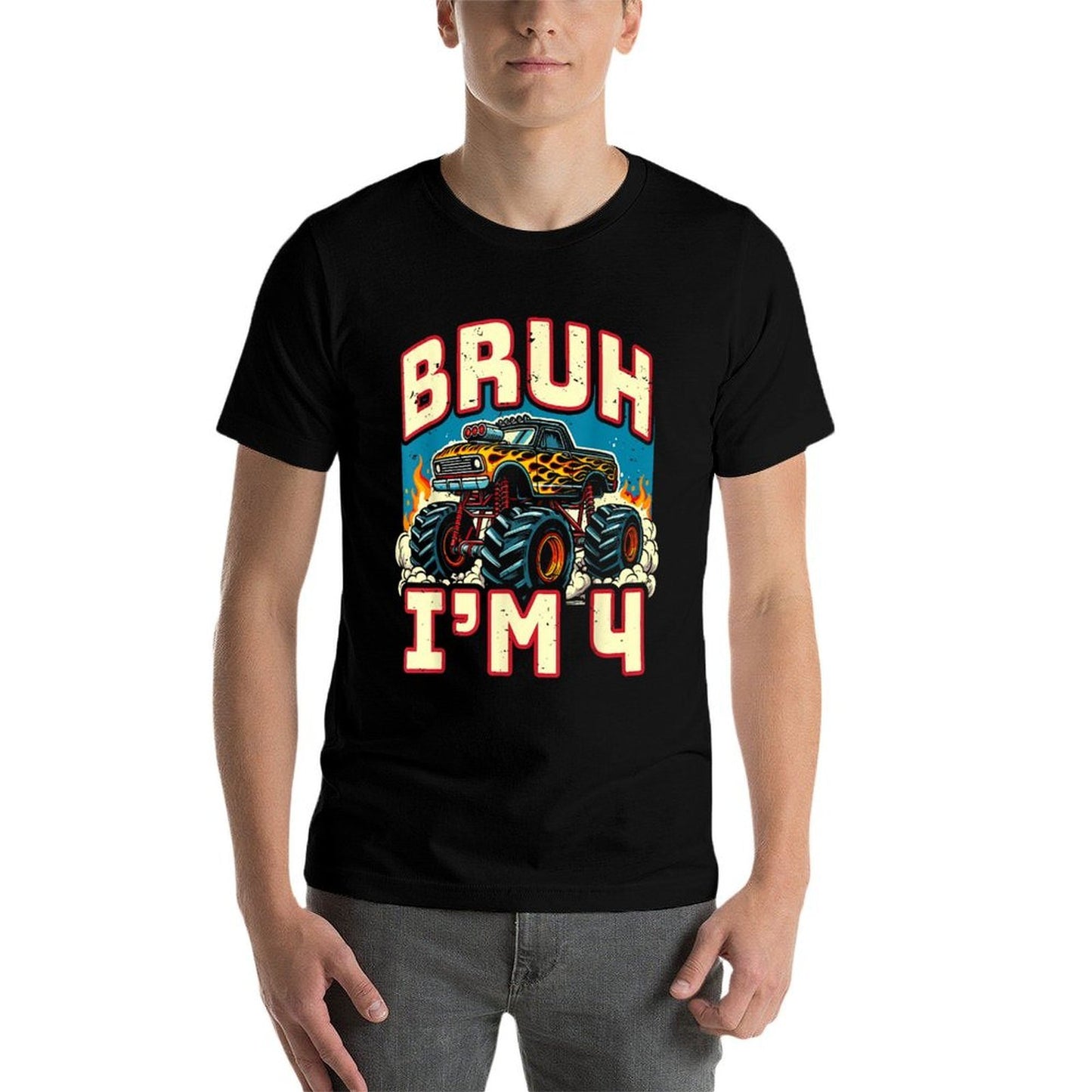 4 Year Old Birthday Monster Truck Bruh It's My 4th Birthday Durable T-Shirt