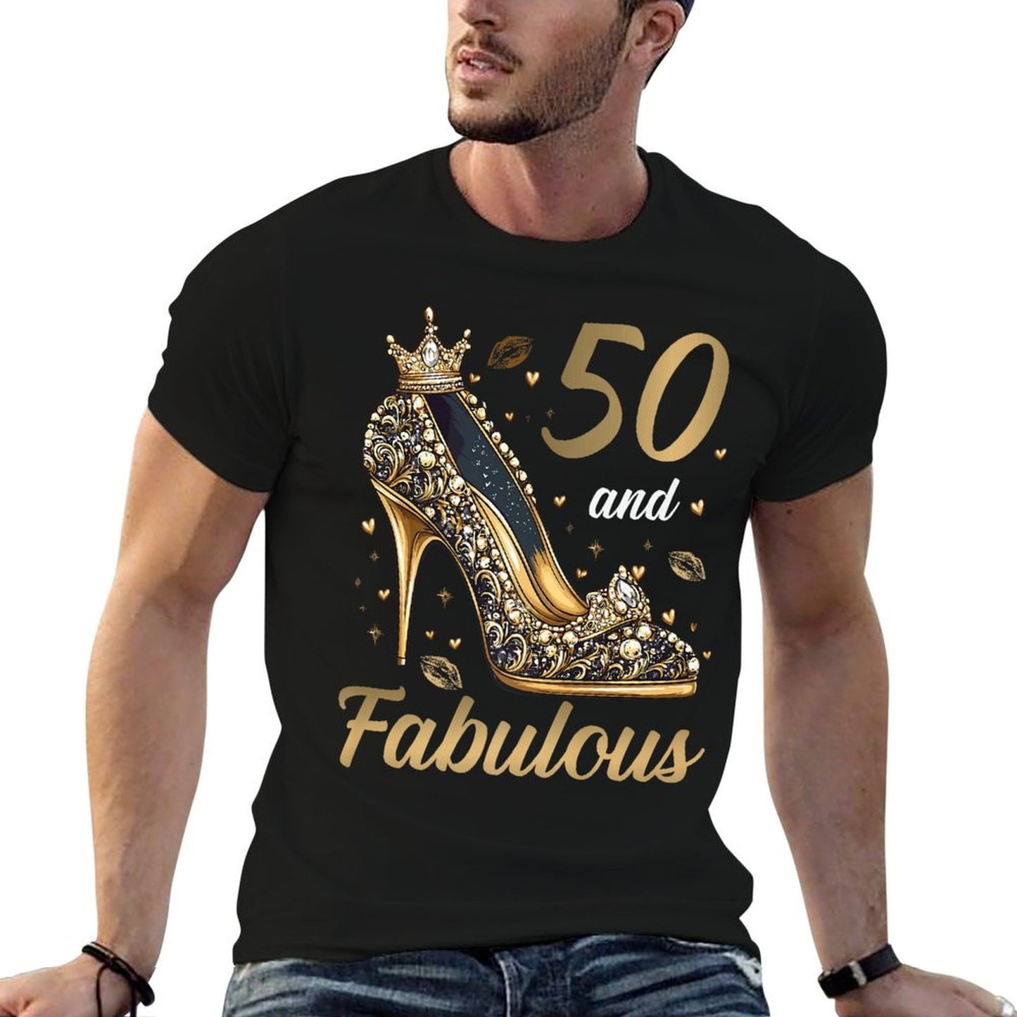 50 And Fabulous 50 Years Old High Heels 50th Birthday Premium Fade-proof Color T-Shirt