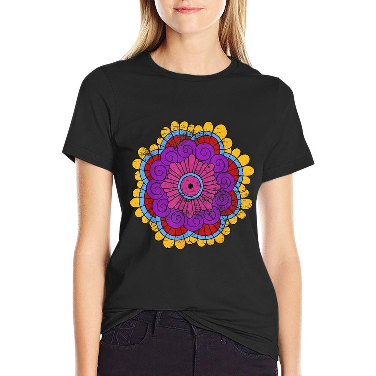 Yoga Women Girls Kids Mandala Durable T-Shirt