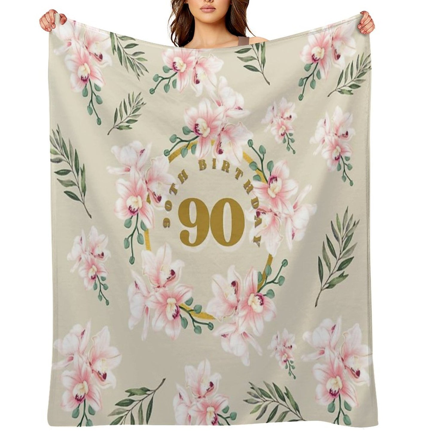 90th Happy Birthday Shrink-resistant Throw Blanket