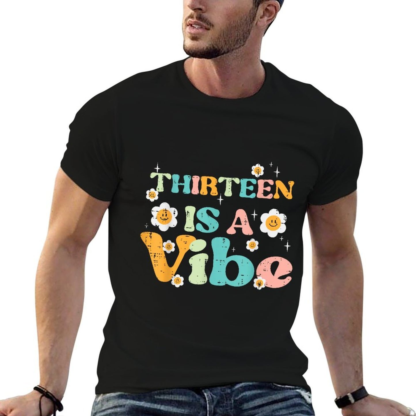 13th Birthday Thirteen Is Vibe Retro 13 Bday Groovy Girls Eco-friendly Material T-Shirt