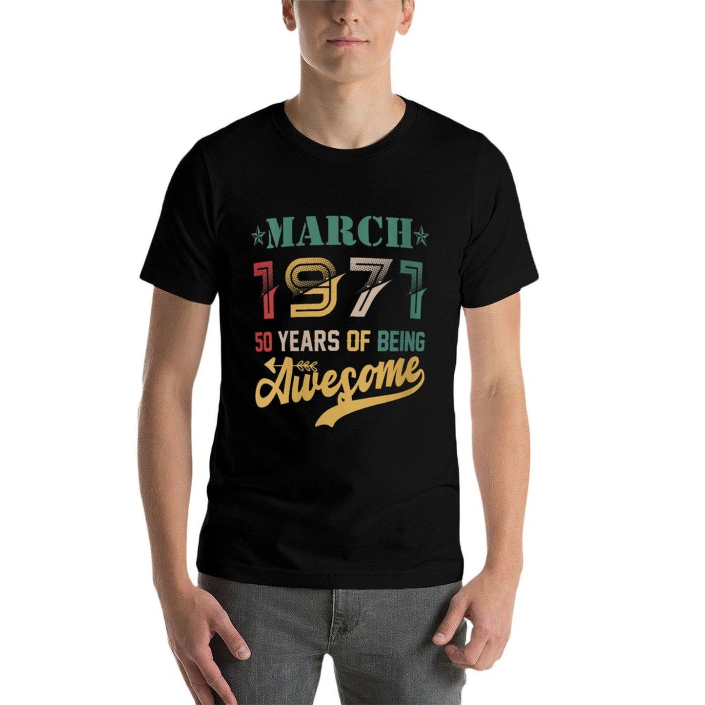 Womens Vintage March 1971 Awesome 50 Years Old 50th Birthday Trendy Pattern T-Shirt