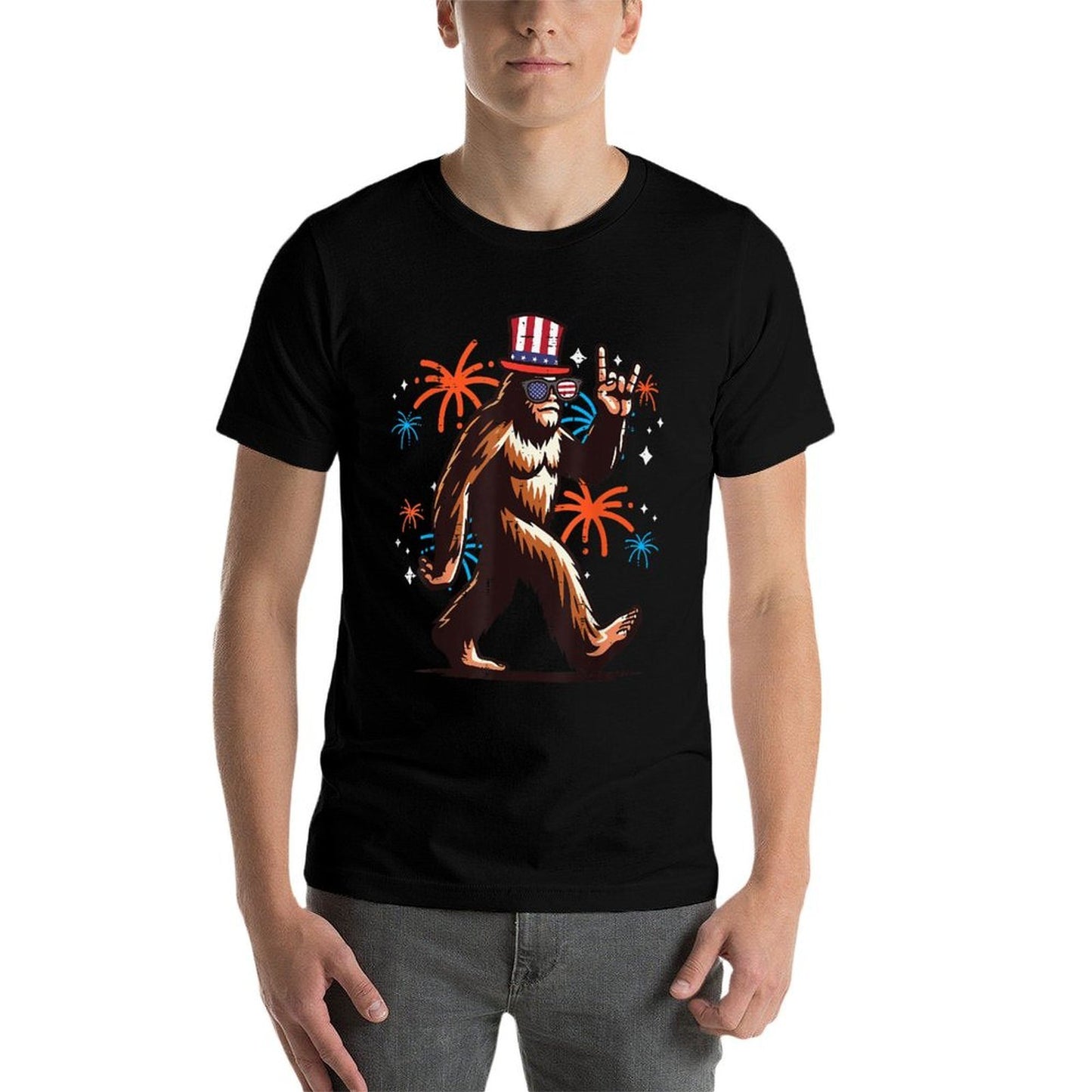 4th Of July Bigfoot Rocker Sasquatch Rock Men Boys Kids Eco-friendly Material T-Shirt