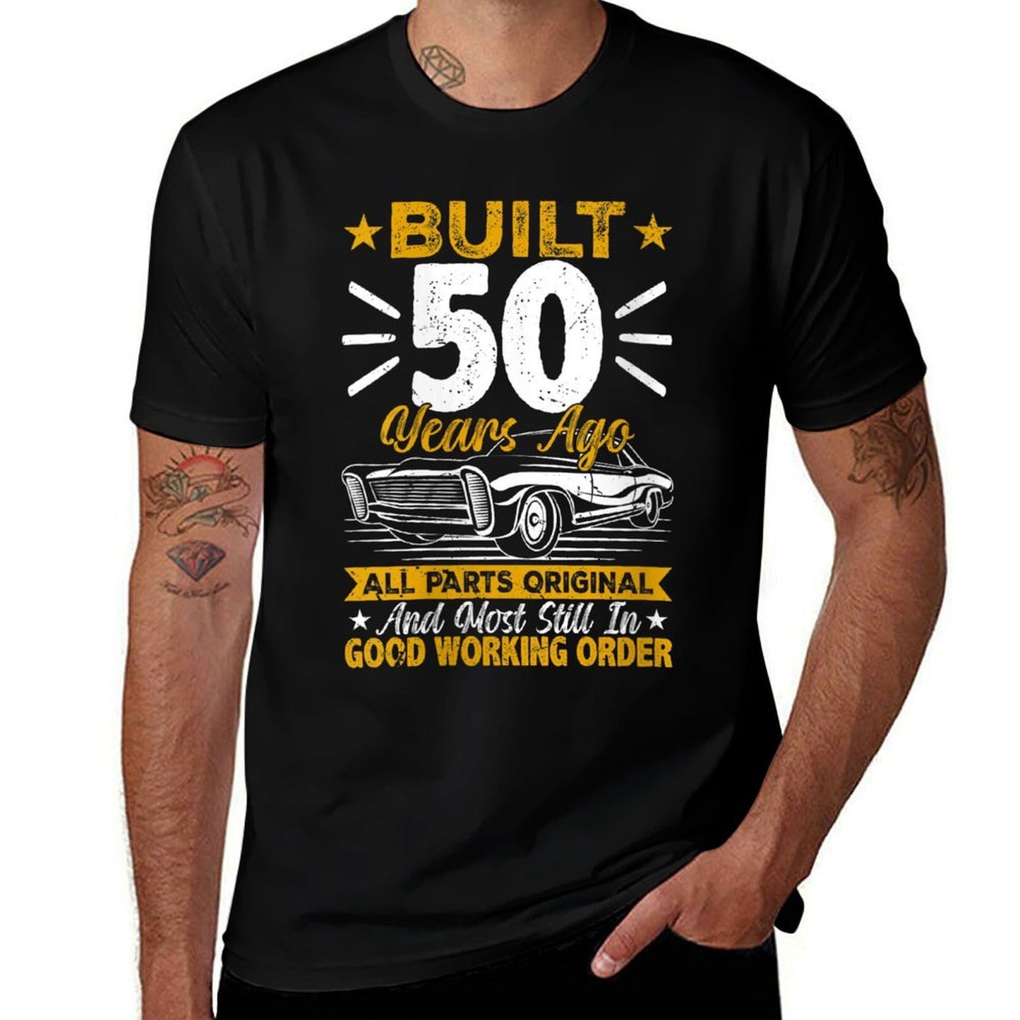 Womens Retro Built 50 Years Ago Funny 50th Birthday 50 Years Old Fade-proof Color T-Shirt