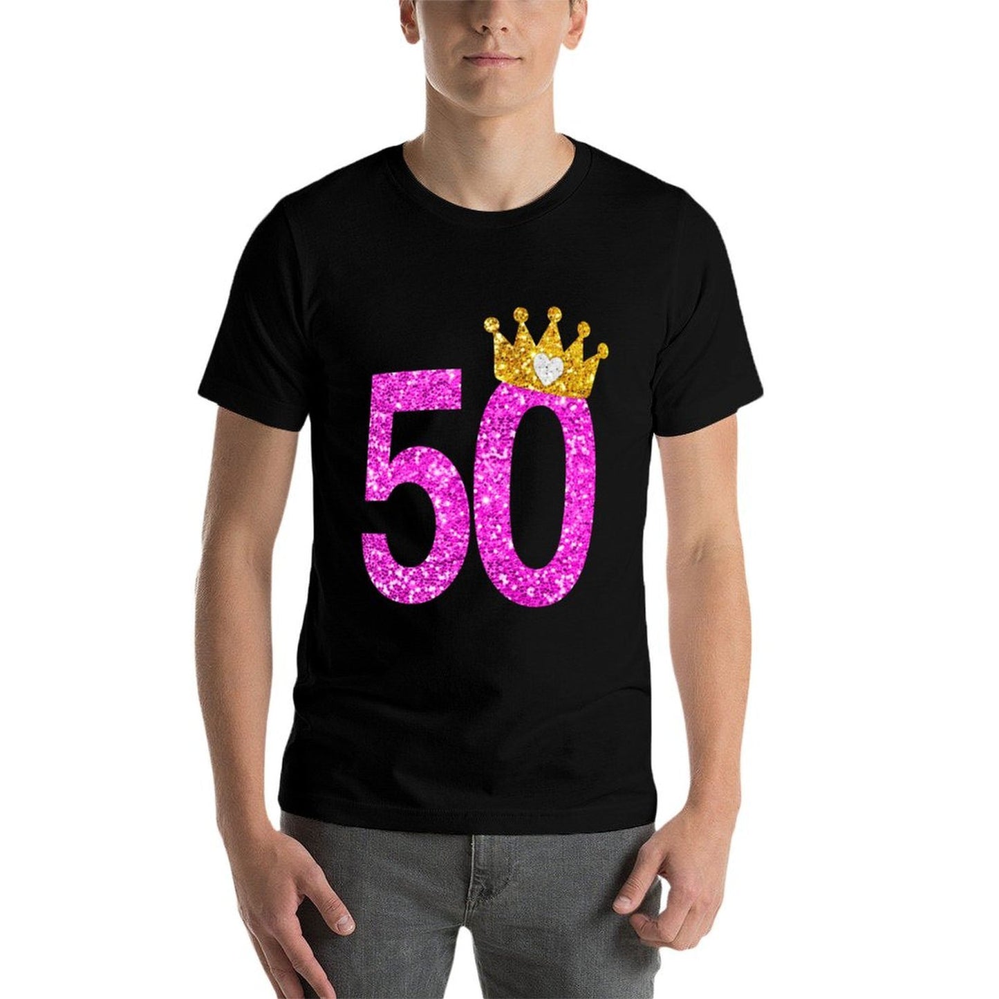 50th Birthday Princess Crown Long Sleeve Shirt Ribbed Collar T-Shirt