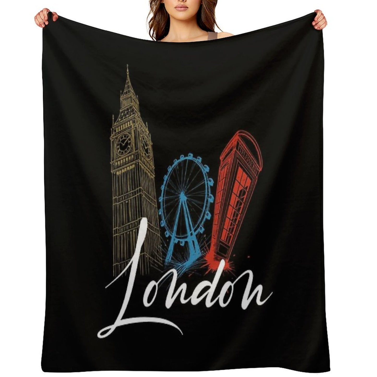 Vibrant London Pop Art Landmarks Velvety-soft Throw Blanket