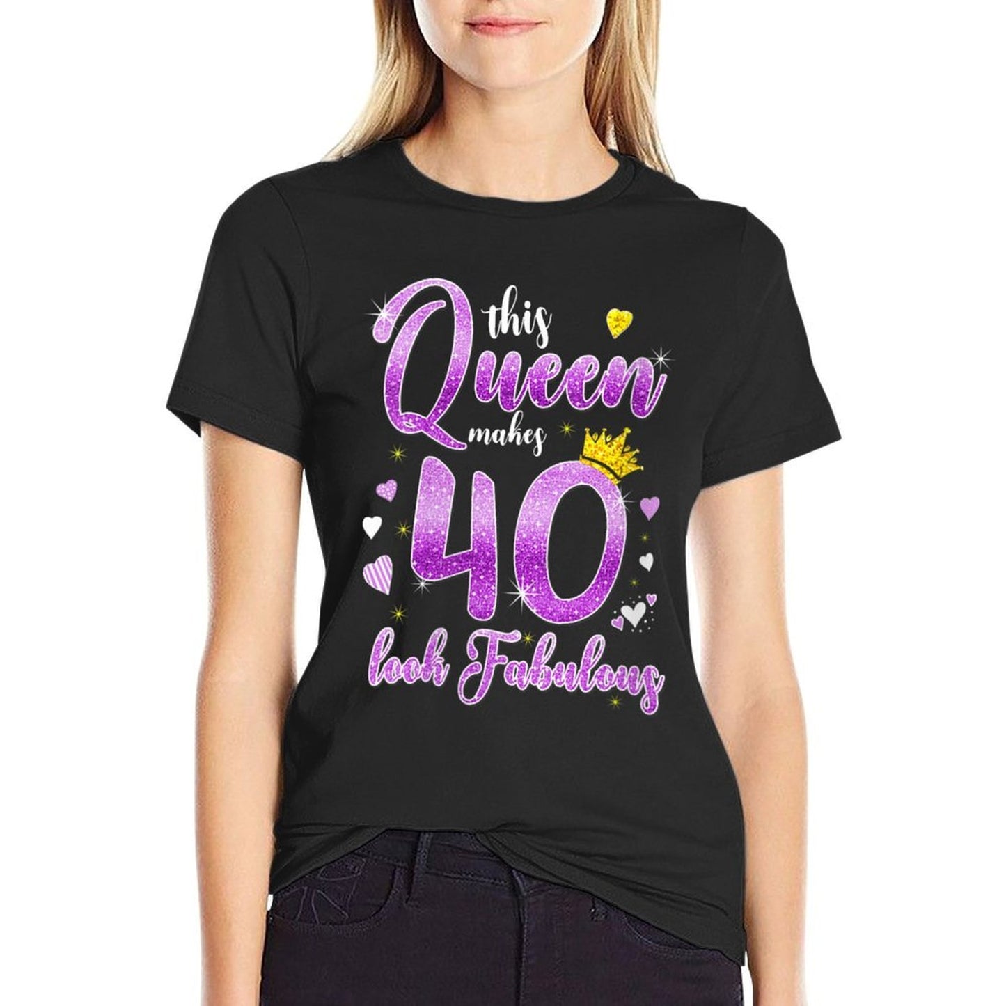 Womens This Queen Makes 40 Look Fabulous 40th Birthday Gift Women Wrinkle-resistant T-Shirt