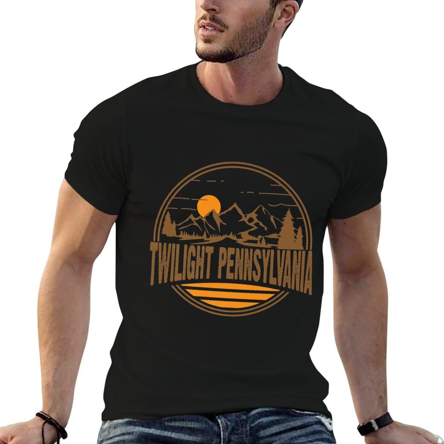 Vintage Twilight, Pennsylvania Mountain Print Premium Affordable Price T-Shirt