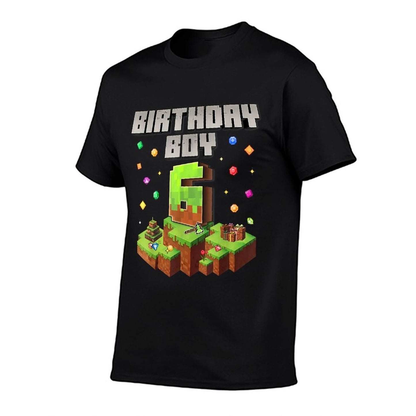 6th Birthday Boy Kids Gaming Pixel Number Party 6 Year Old Relaxed-fit T-Shirt