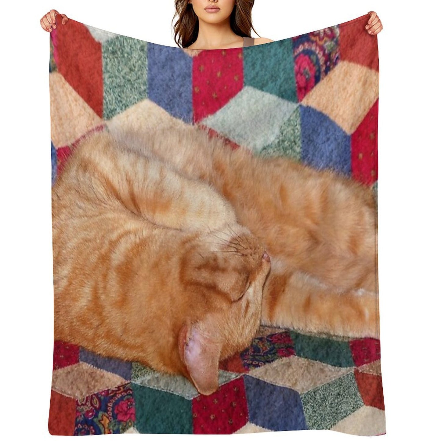 Ginger Cat Napping Eco-conscious Throw Blanket