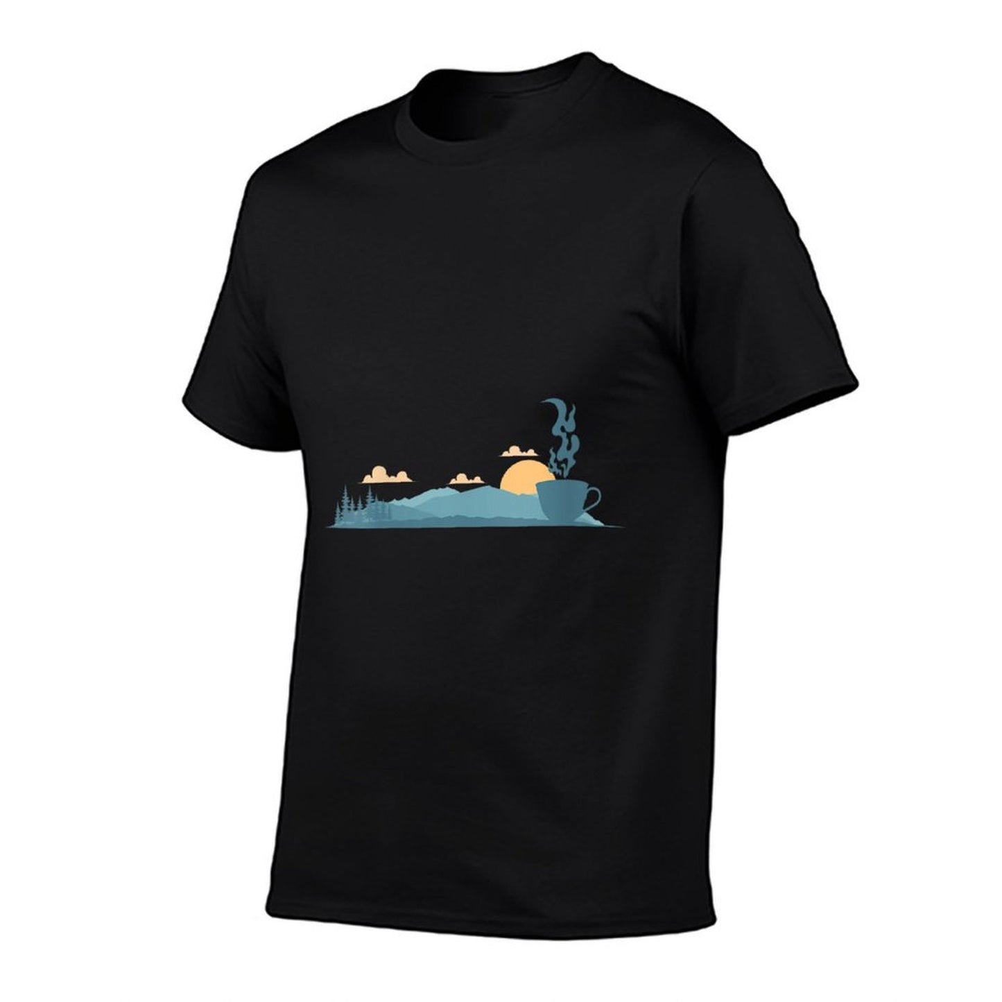 Womens Twilight Scene with Silhouette of A Teacup Wrinkle-resistant T-Shirt