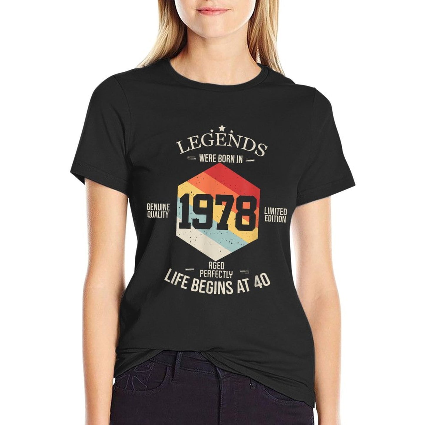 40th Birthday Gift Vintage 1978 Men Women Ribbed Collar T-Shirt