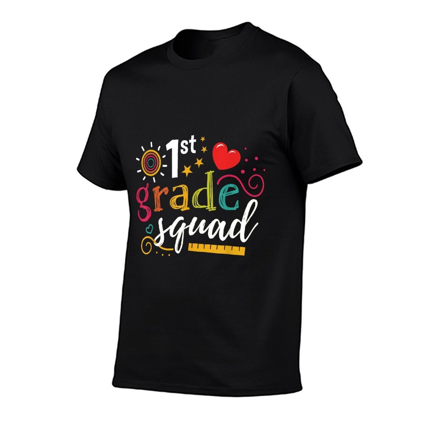 1st First Grade Squad Student Teacher Gift Back To School for Men Women Girls Kids Ribbed Collar T-Shirt