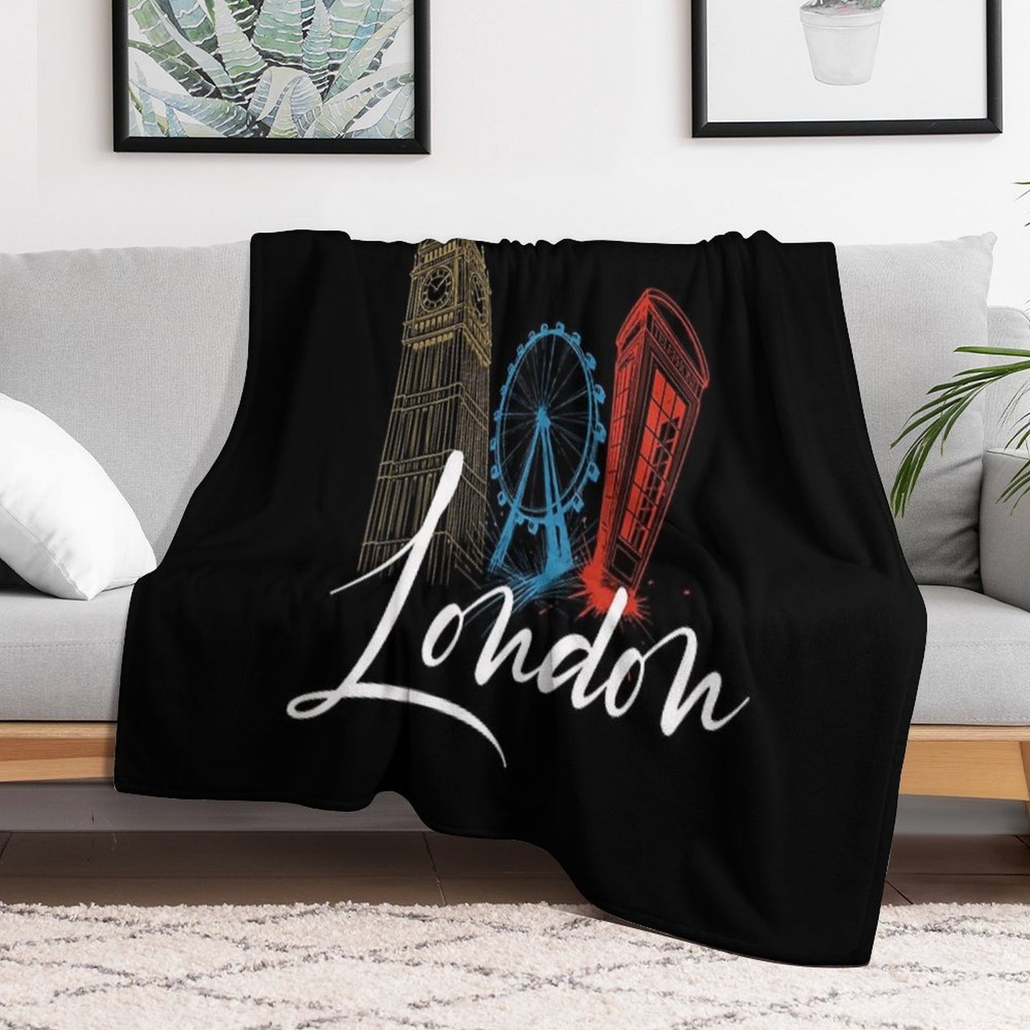 Vibrant London Pop Art Landmarks Velvety-soft Throw Blanket