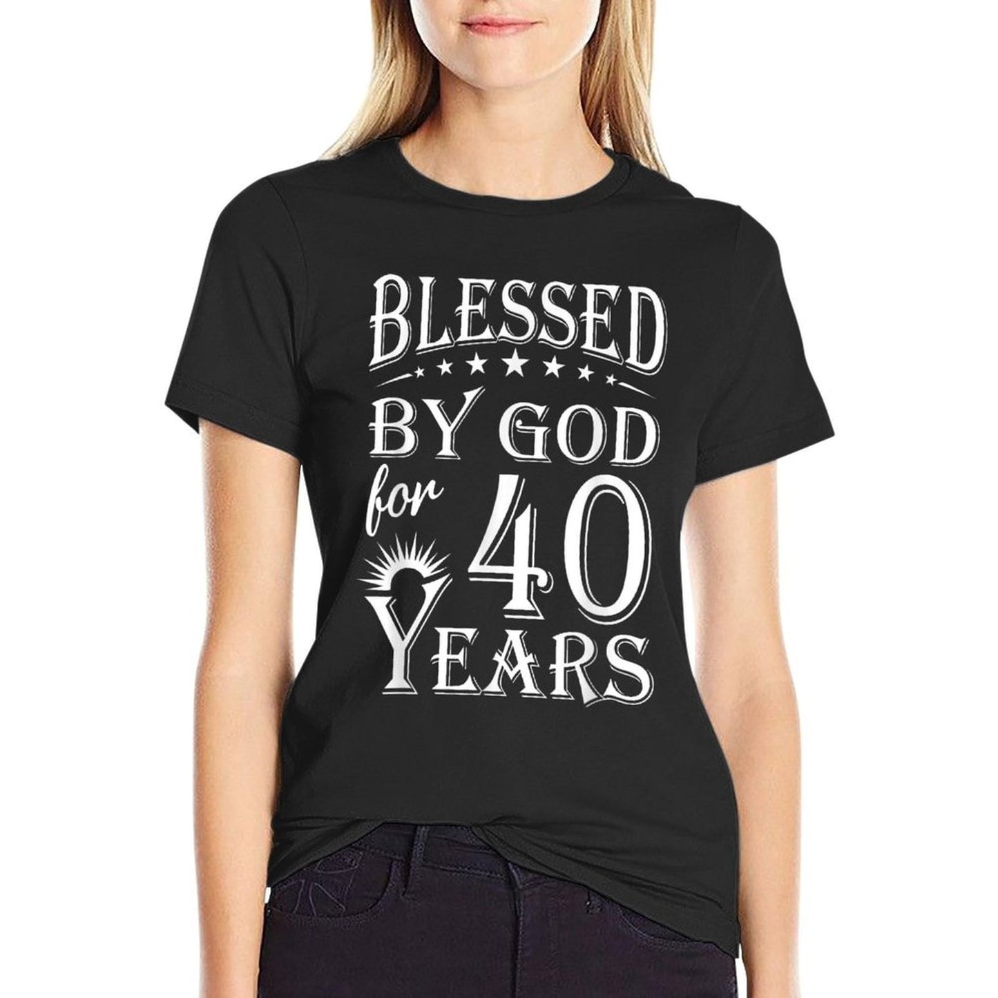 Vintage Blessed by God for 40 Years Happy 40th Birthday Slim-fit Cut T-Shirt