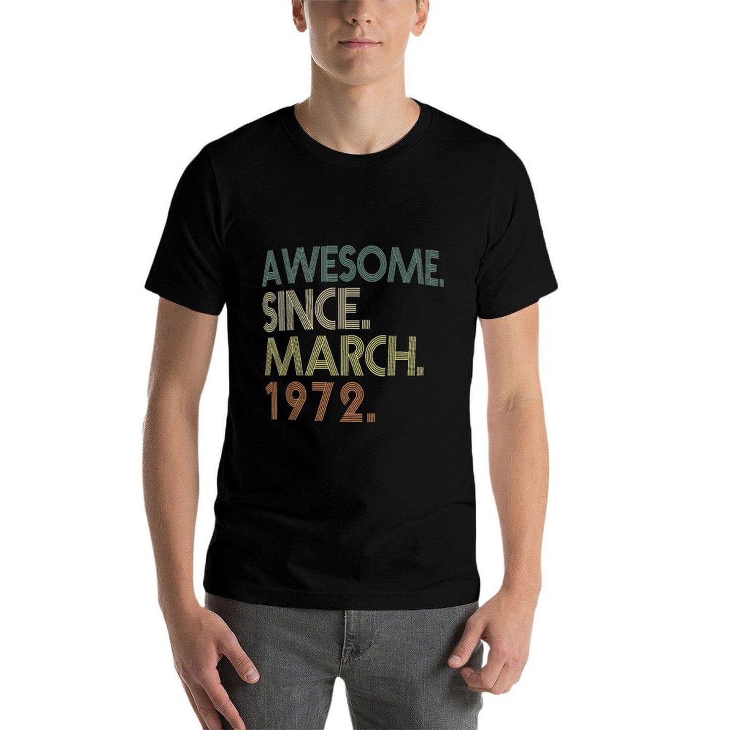 50th Birthday 50 Years Old Awesome Since March 1972 High-quality Stitching T-Shirt