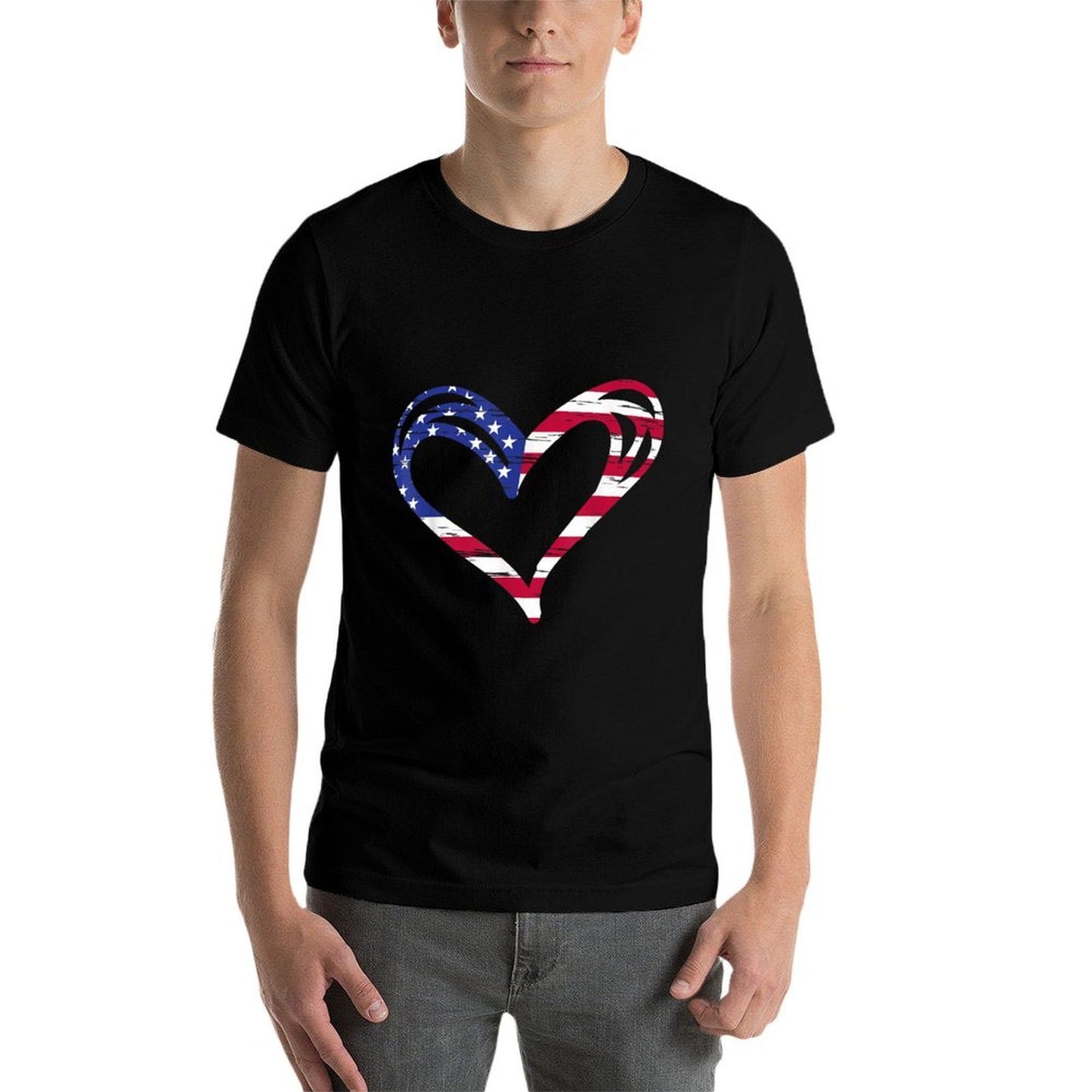 USA Heart American Patriotic Armed Forces Memorial Day Wrinkle-resistant T-Shirt