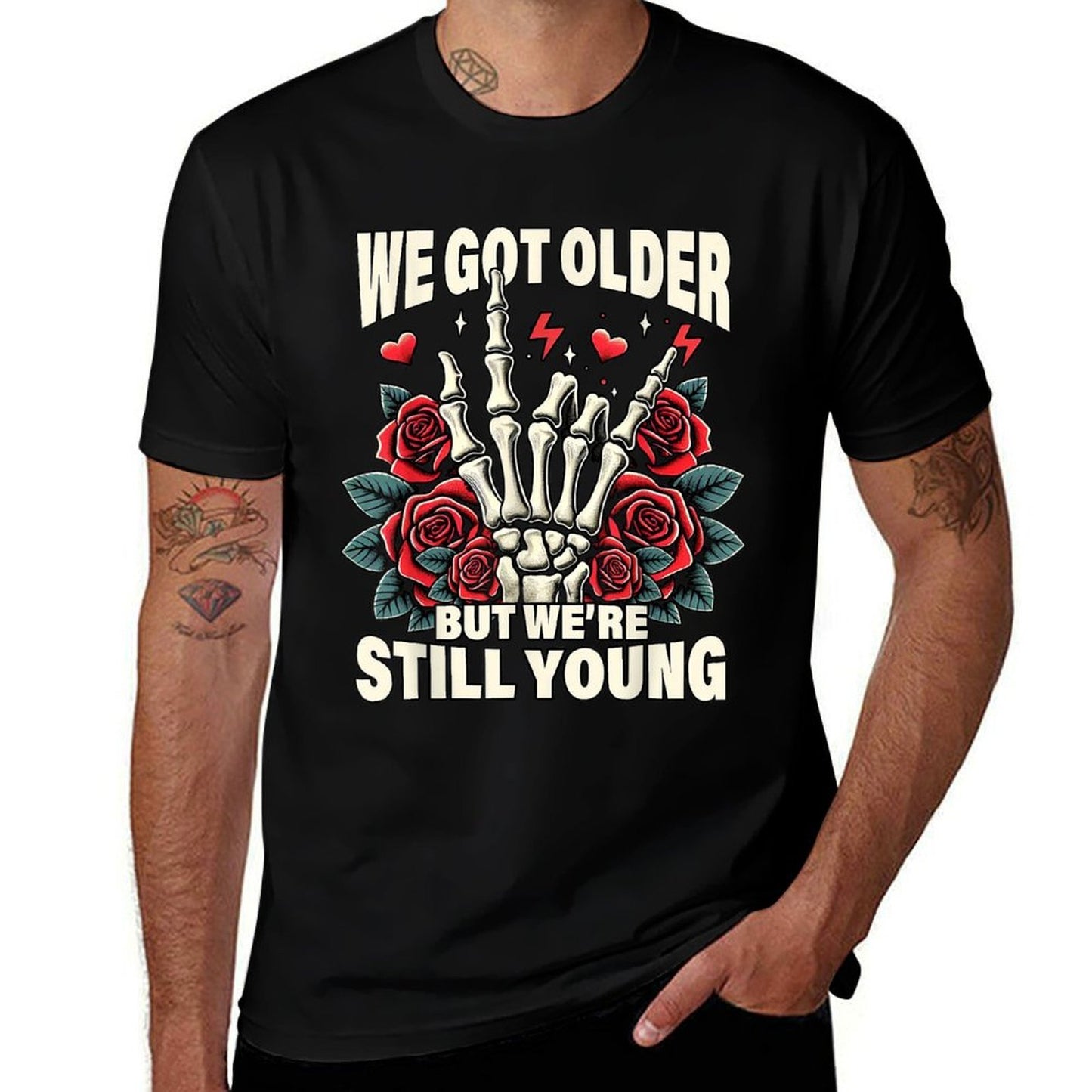 Vintage Elder Emo Moms Club Elder Emo Pop Punk We Got That Older Were Still That Young Unisex Adult Summer-ready Fabric T-Shirt