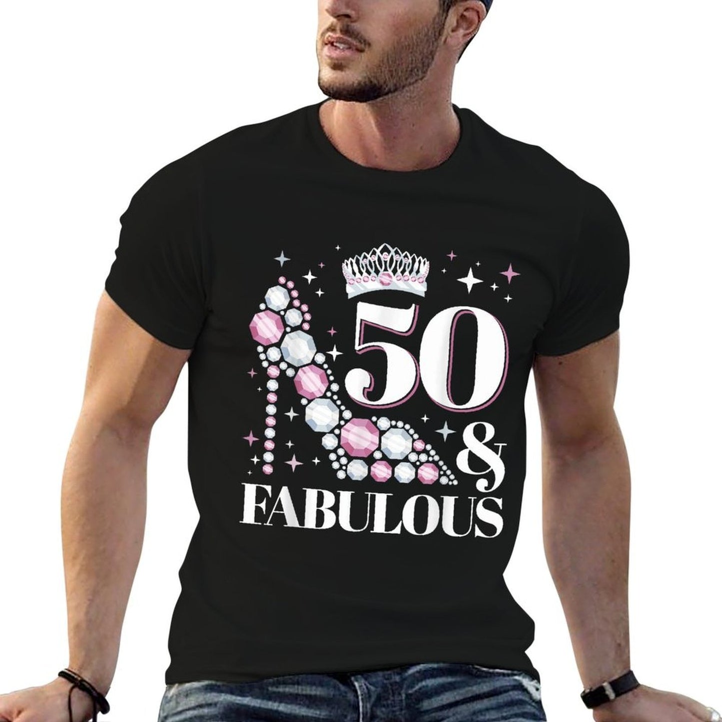 50 And Fabulous - High Heels 50th Birthday Slim-fit Cut T-Shirt