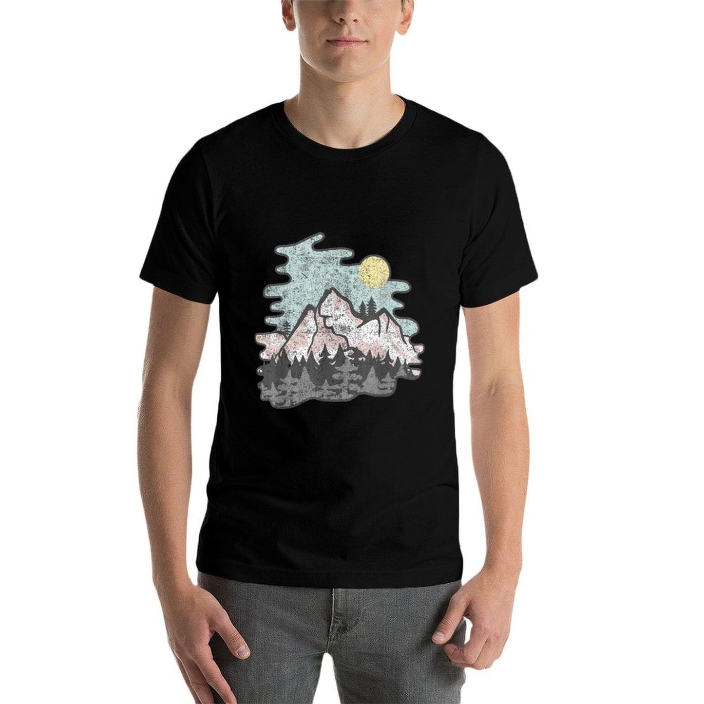 Vintage Style Mountains At Twilight Nature Stretchy T-Shirt
