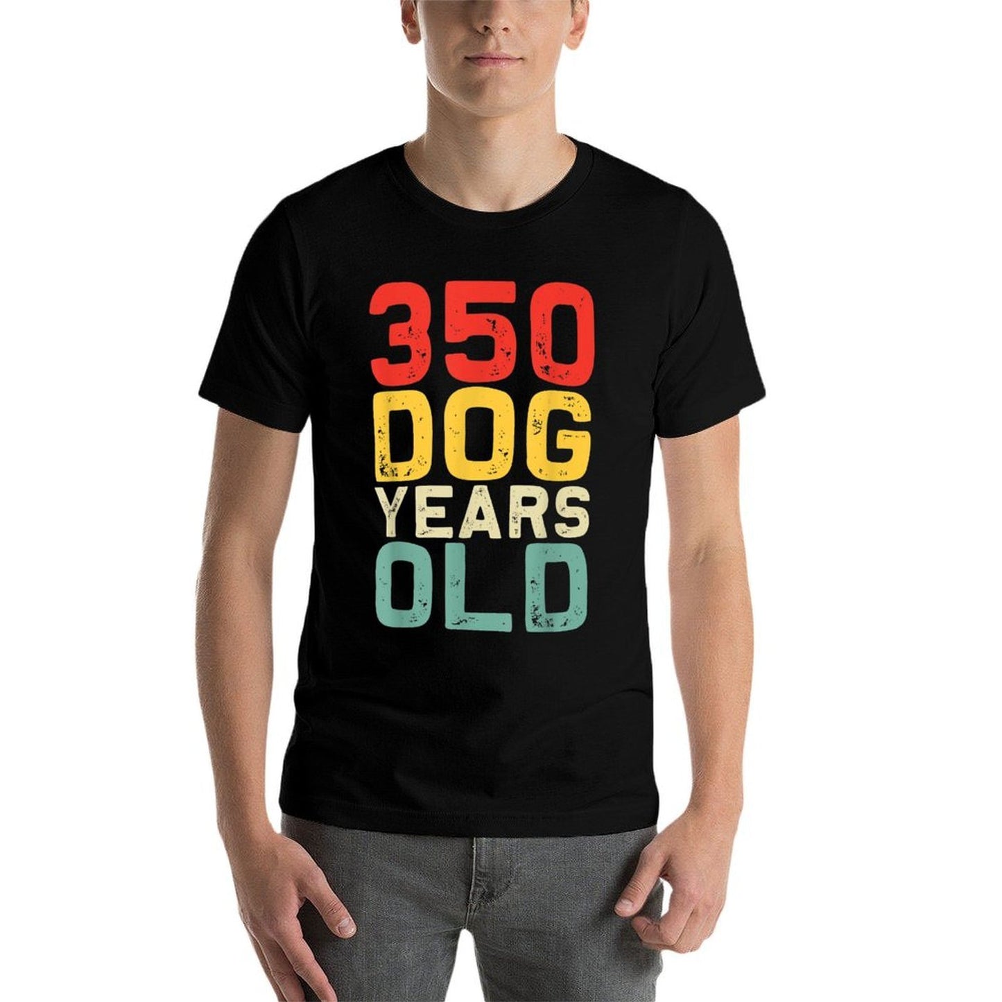 350 Dog Years Old - Funny 50th Birthday Retro Vintage Gift Ribbed Collar T-Shirt