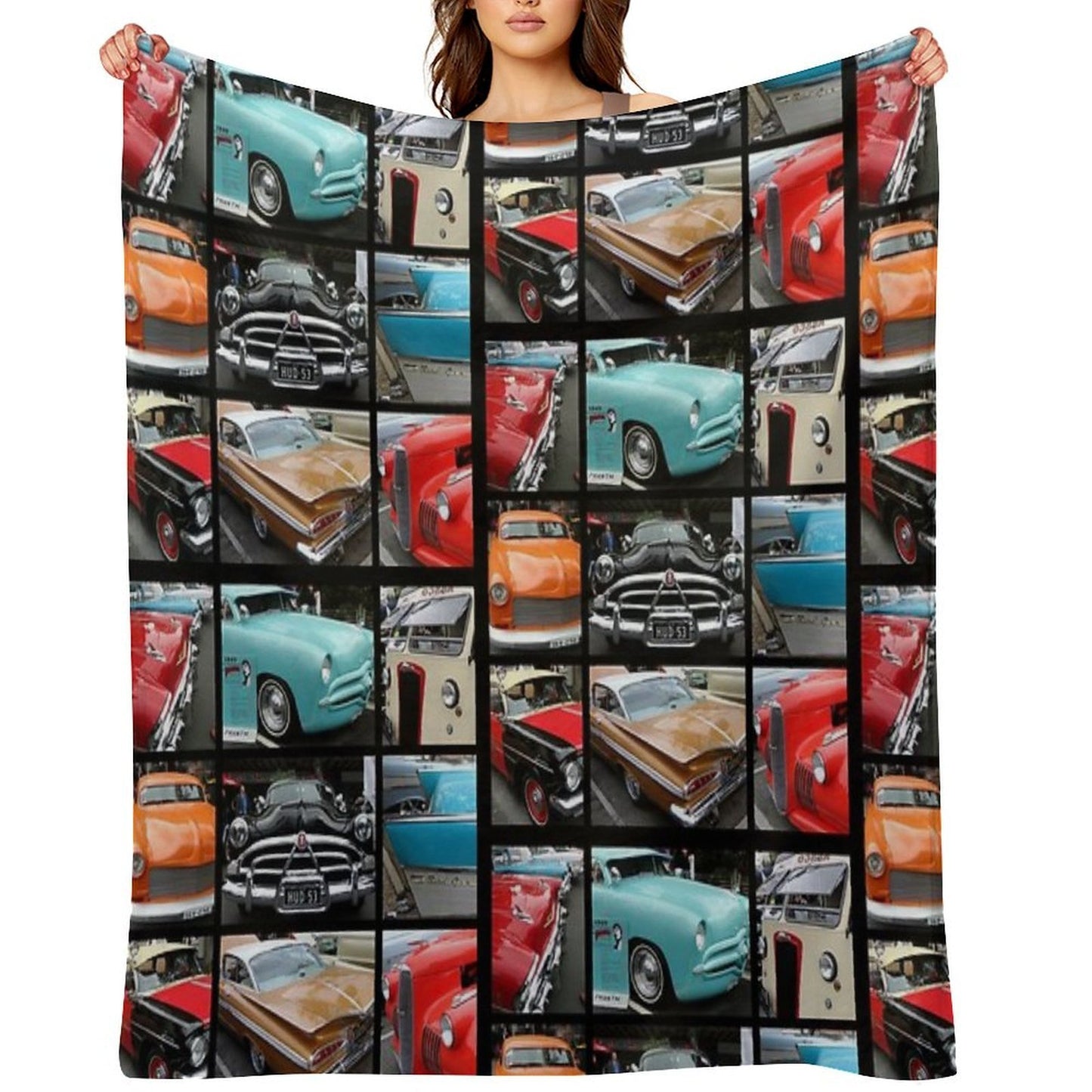 Vintage Car Collage Versatility Throw Blanket
