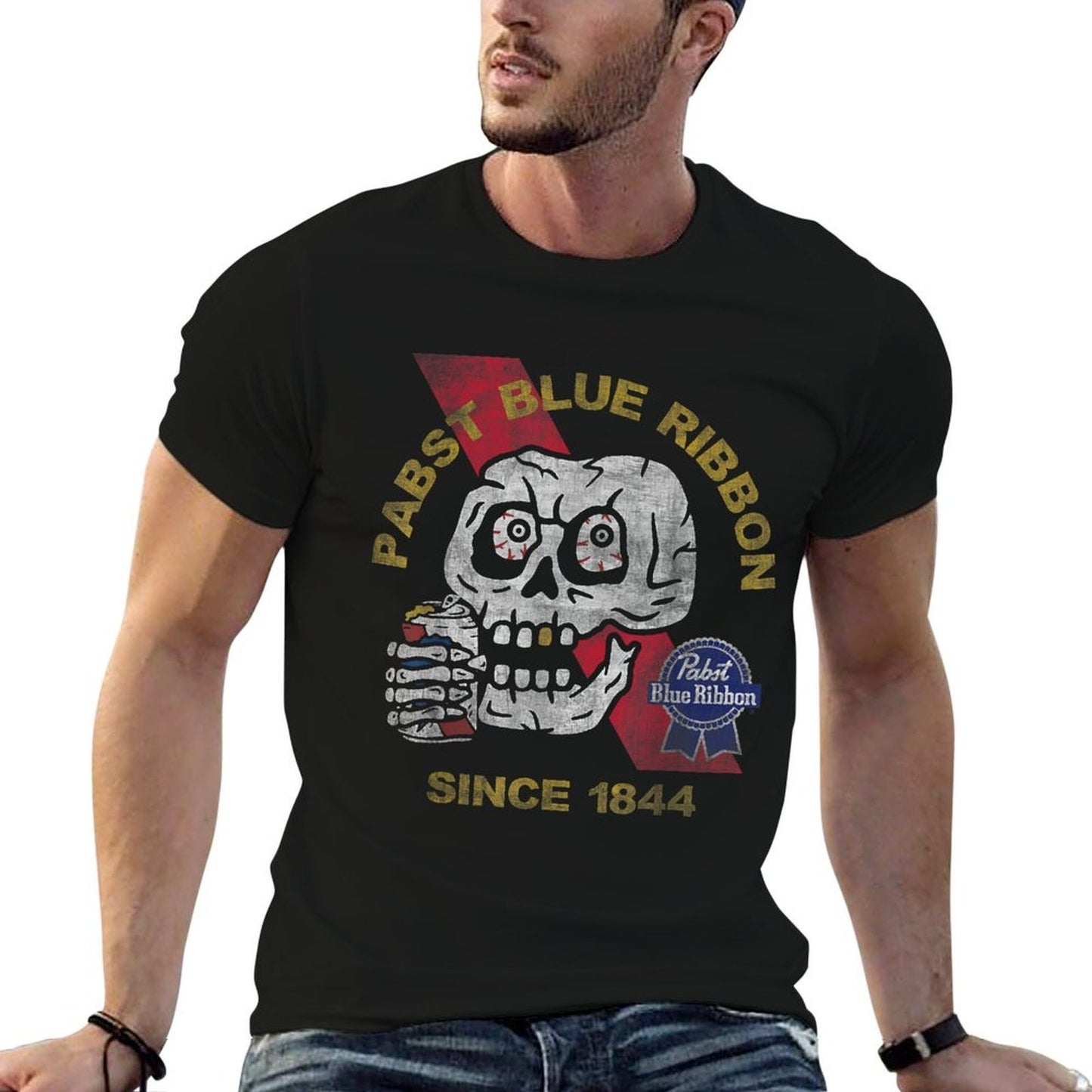 Weathered Pabst Beer Skull Since 1844 Moisture-wicking T-Shirt