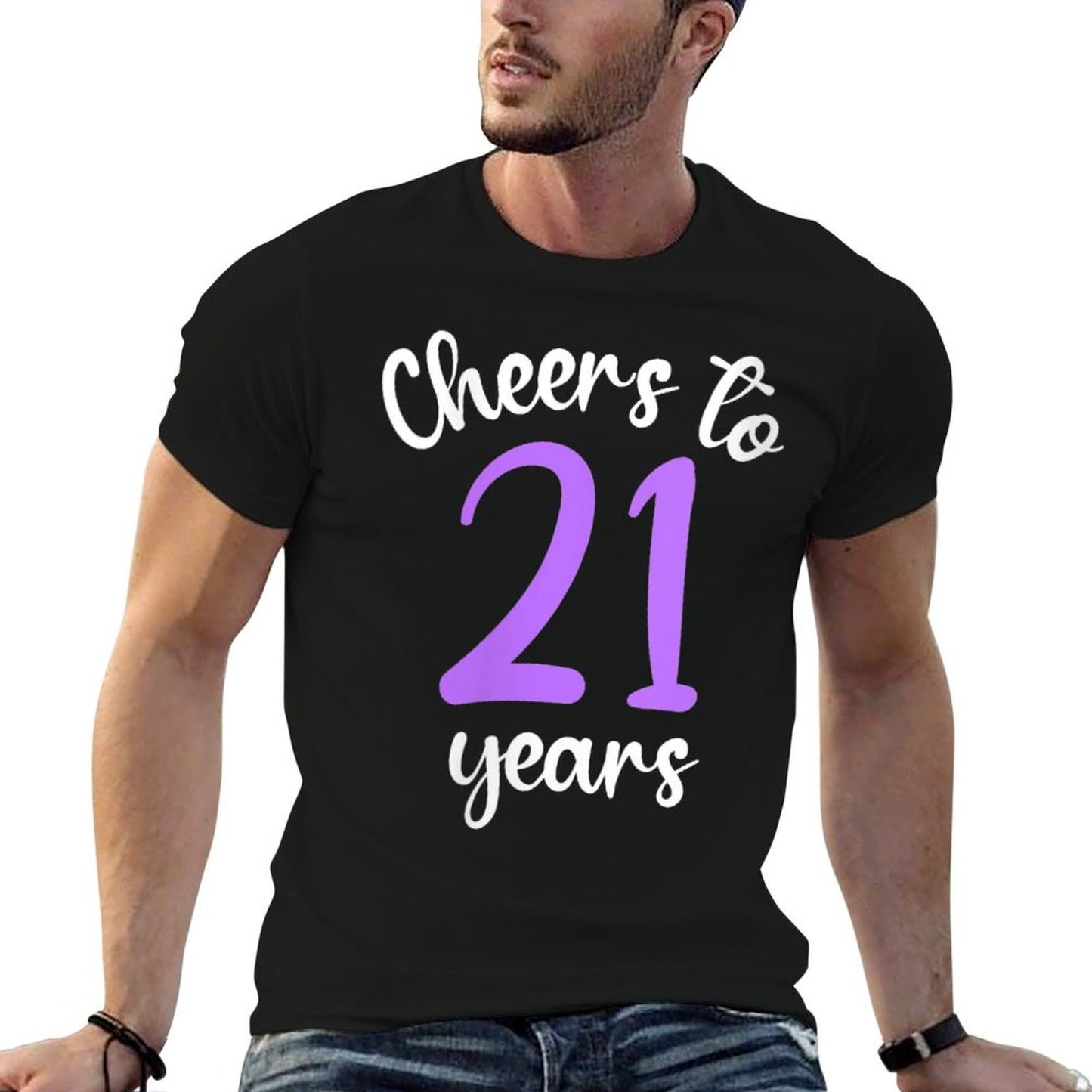 Womens 21st Birthday Cheers To 21 Years Purple 21st Birthday Classic T-Shirt