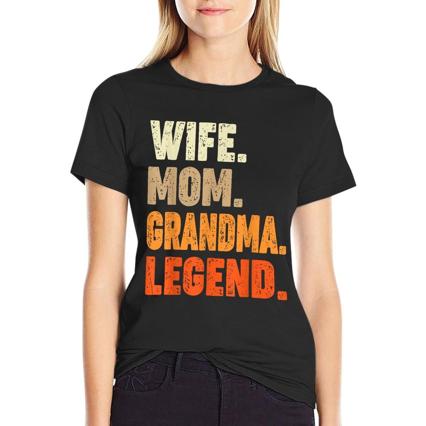 Wife Mom Grandma Legend Mother Grandmother Vintage Funny Heathered Texture T-Shirt