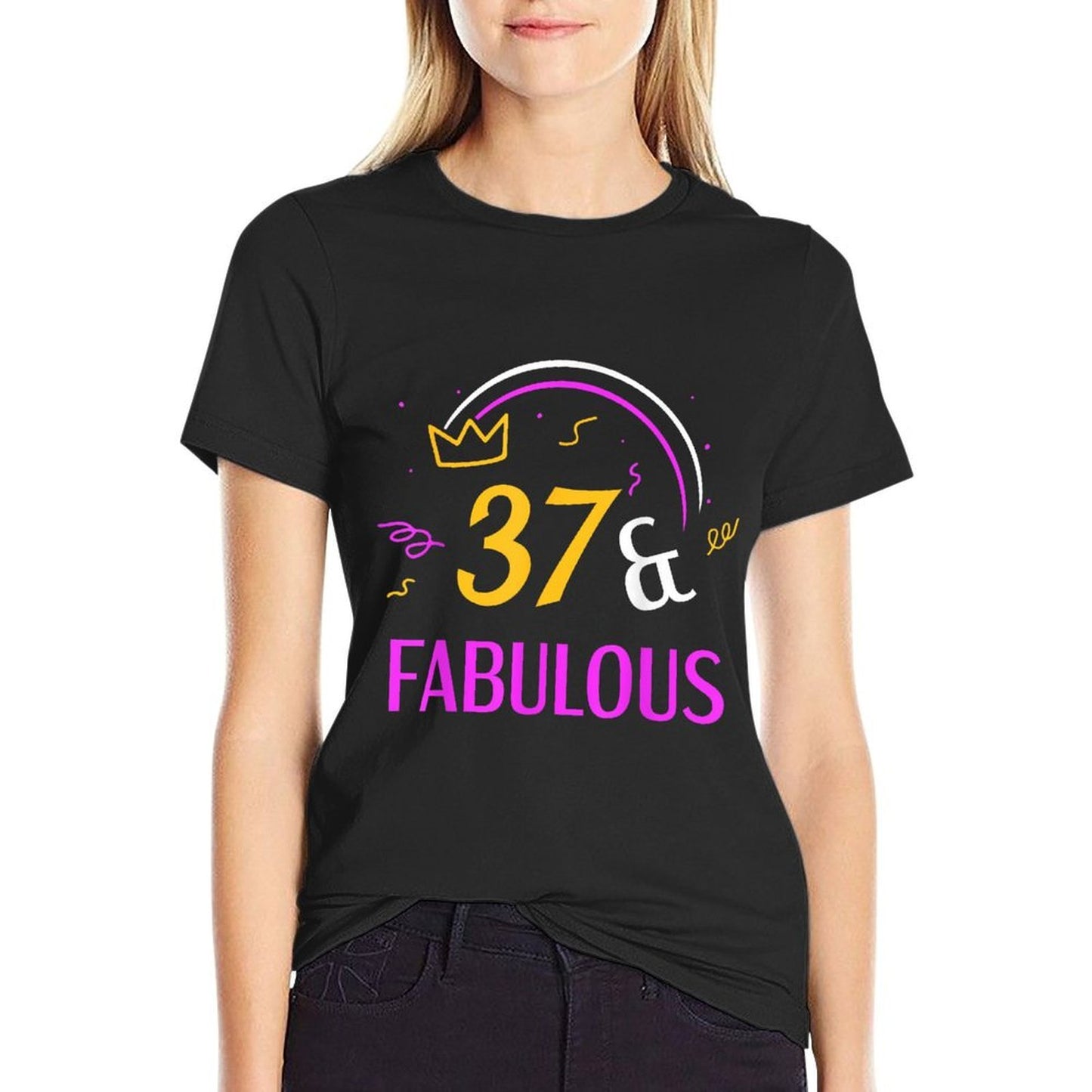 37 And Fabulous Birthday Years Age Old Party Thirty-Seven Fade-proof Color T-Shirt