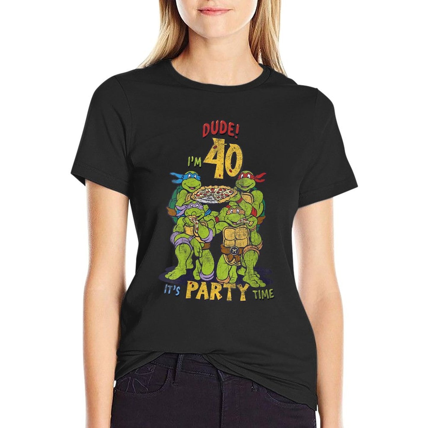 Womensnage Mutant Ninja Turtles 40th Birthday Pizza Party Odor-resistant T-Shirt