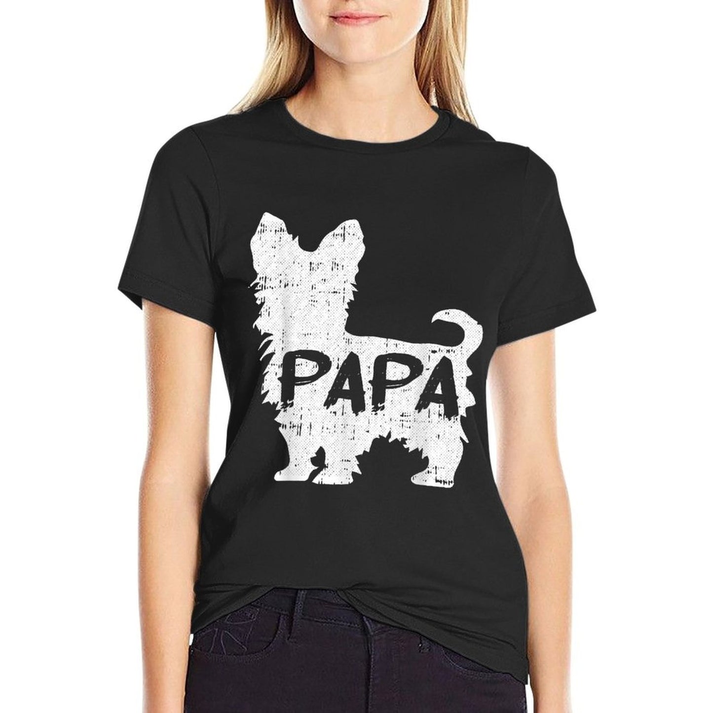 Yorkshire Terrier Papa Dog Puppy Doggie Pet Lover Yorkie Dad Tagless Design T-Shirt