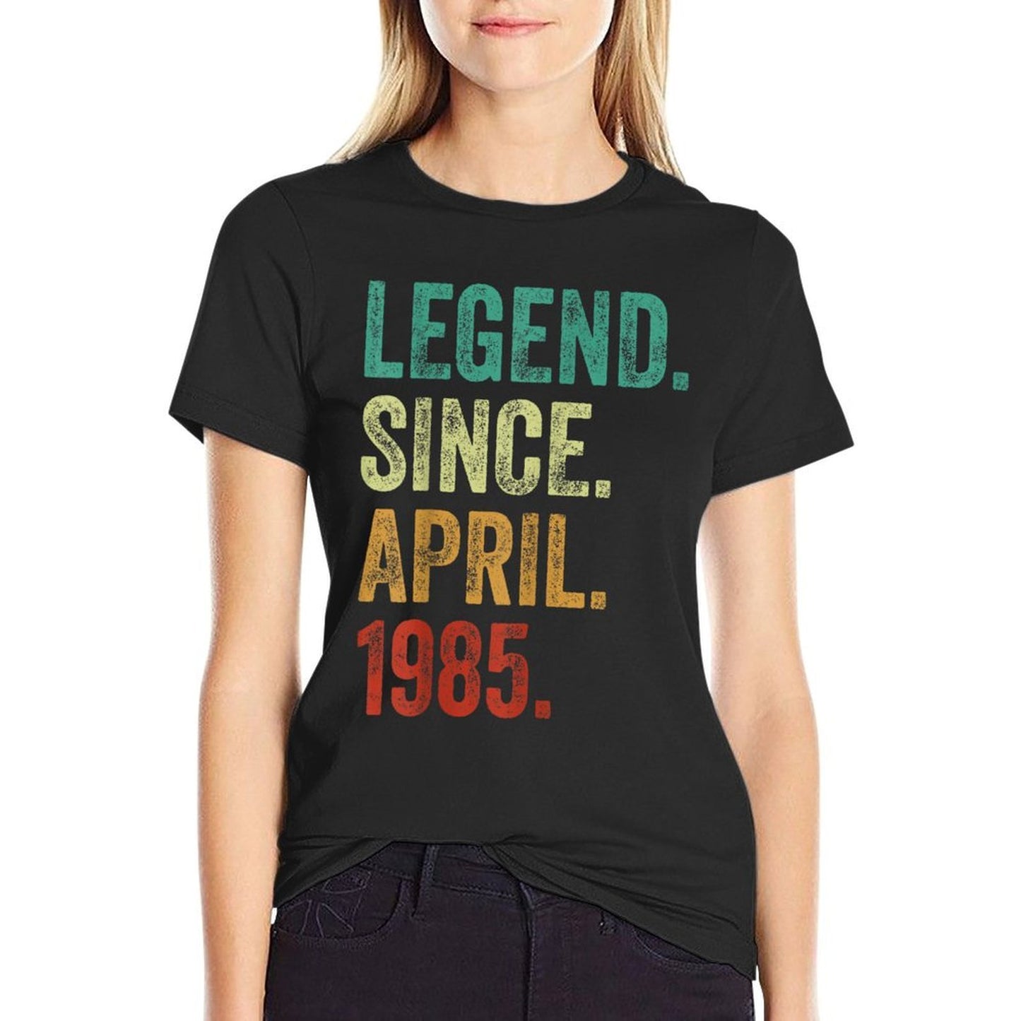 40 Years Old Legend Since April 1985 40th Birthday Ribbed Collar T-Shirt