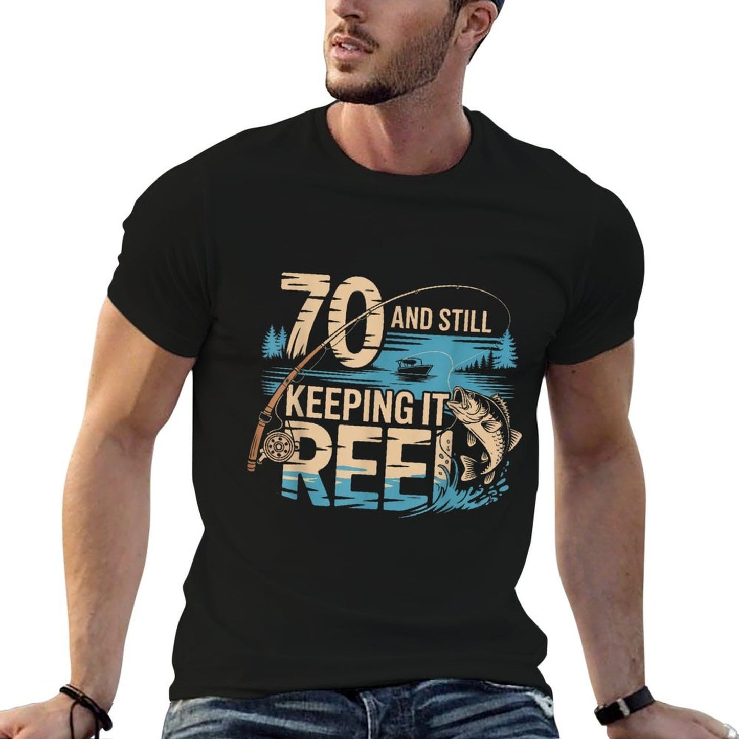 70 And Still Keeping It Reel Fishing 70th Birthday Vintage-inspired T-Shirt