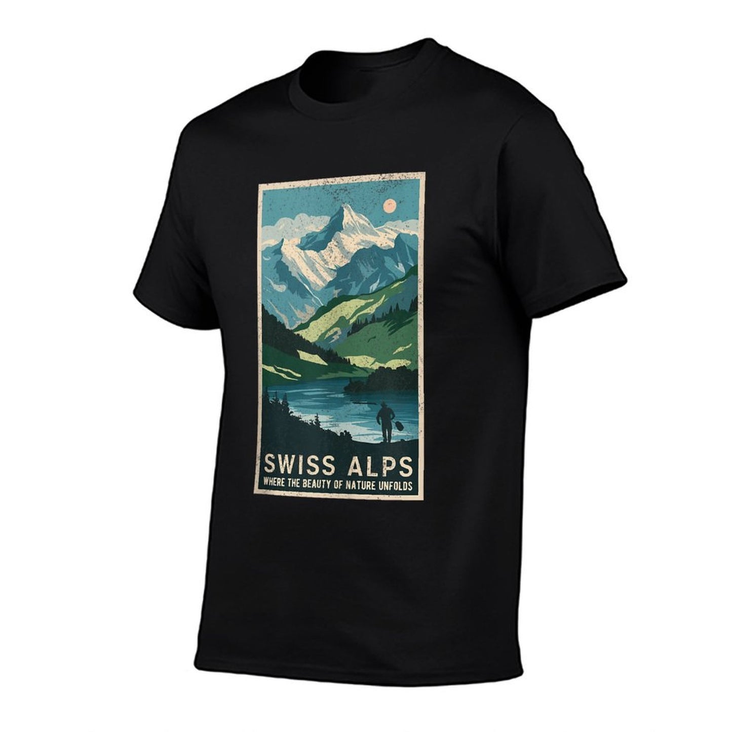 Vintage Travel Posters Swiss Alps Scenic Mountain Landscape Moisture-wicking T-Shirt